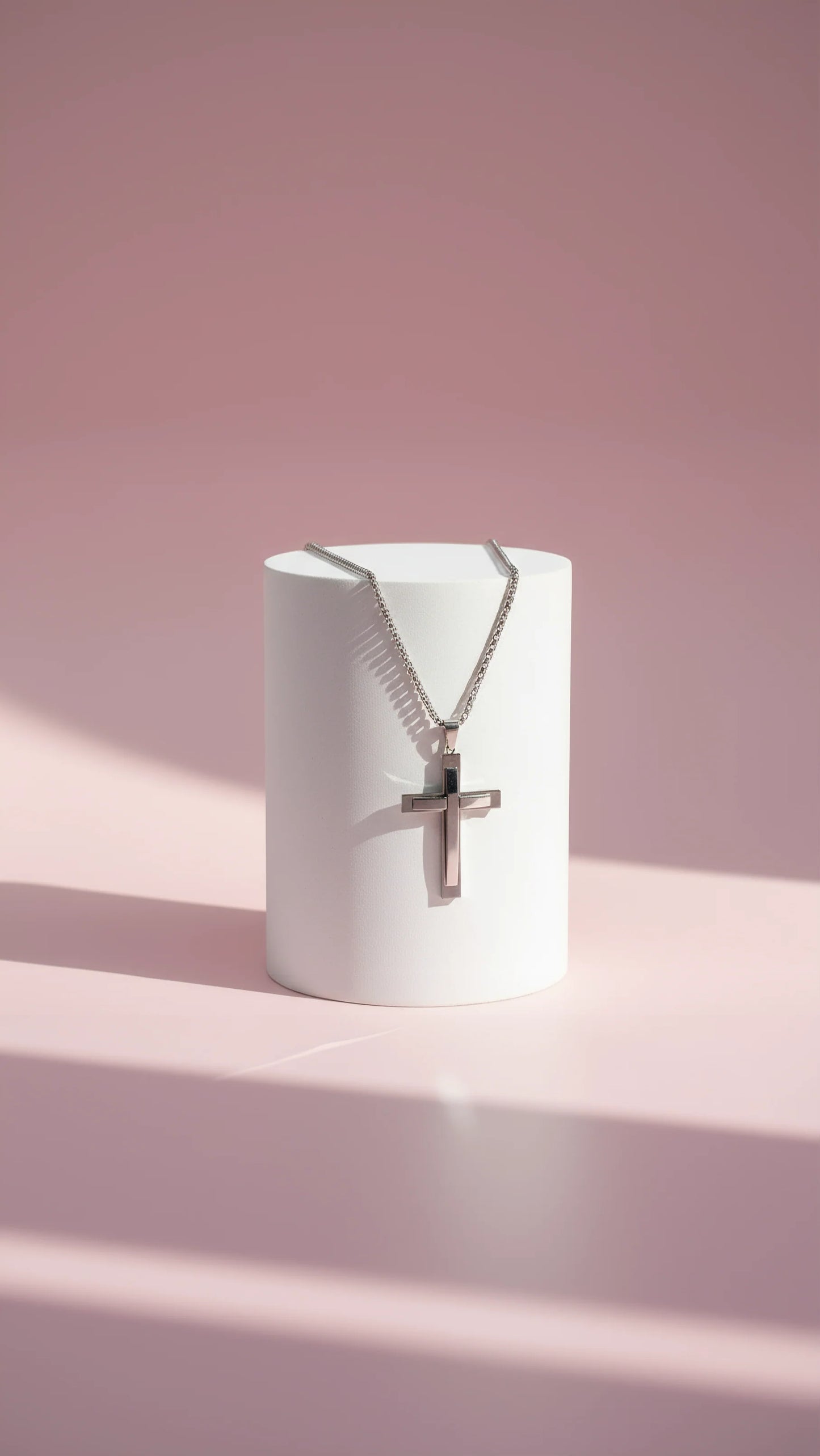 Polished Silver Cross Symbolic Necklace