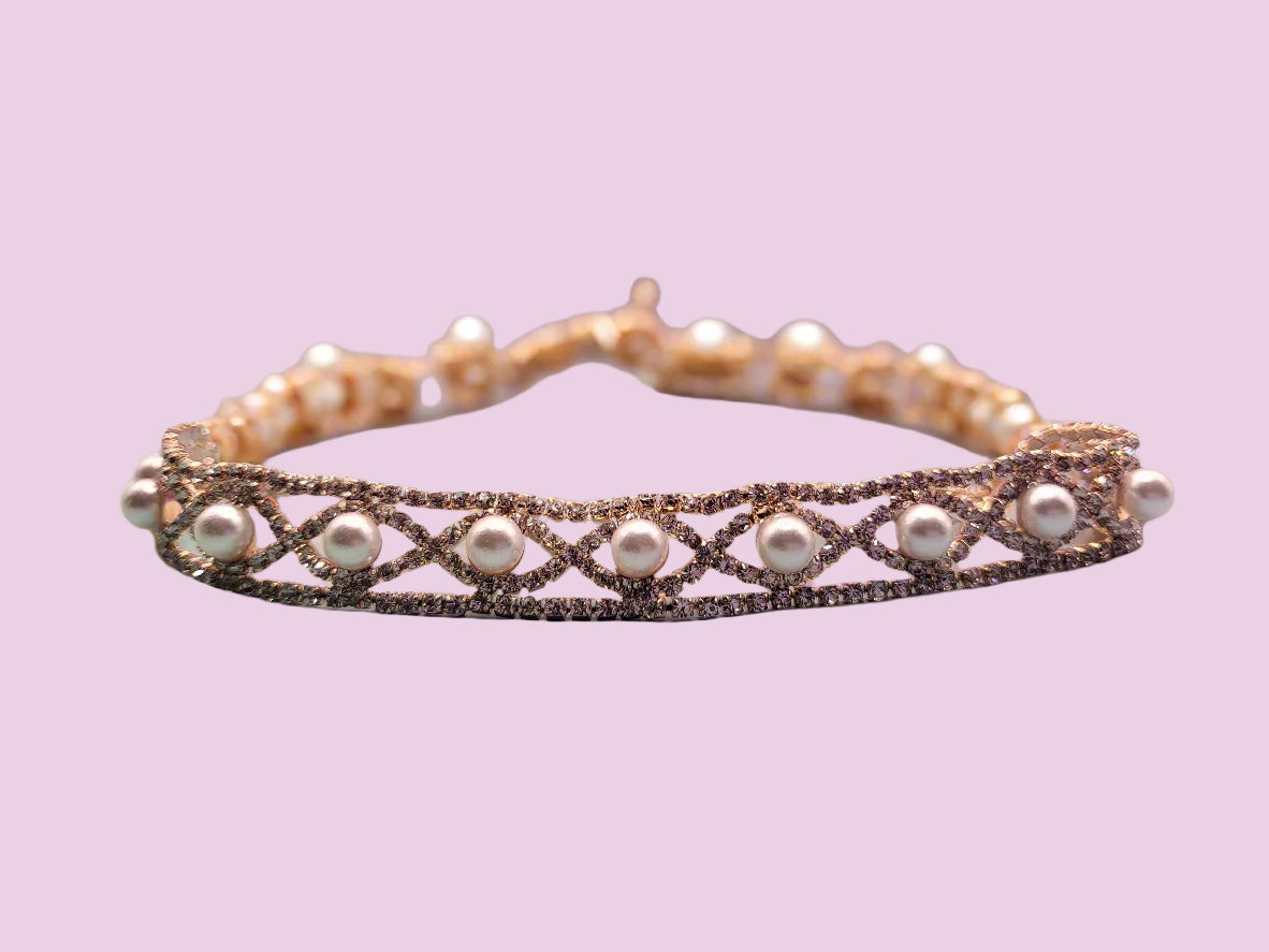 Gold Pearl Crystal Bracelet