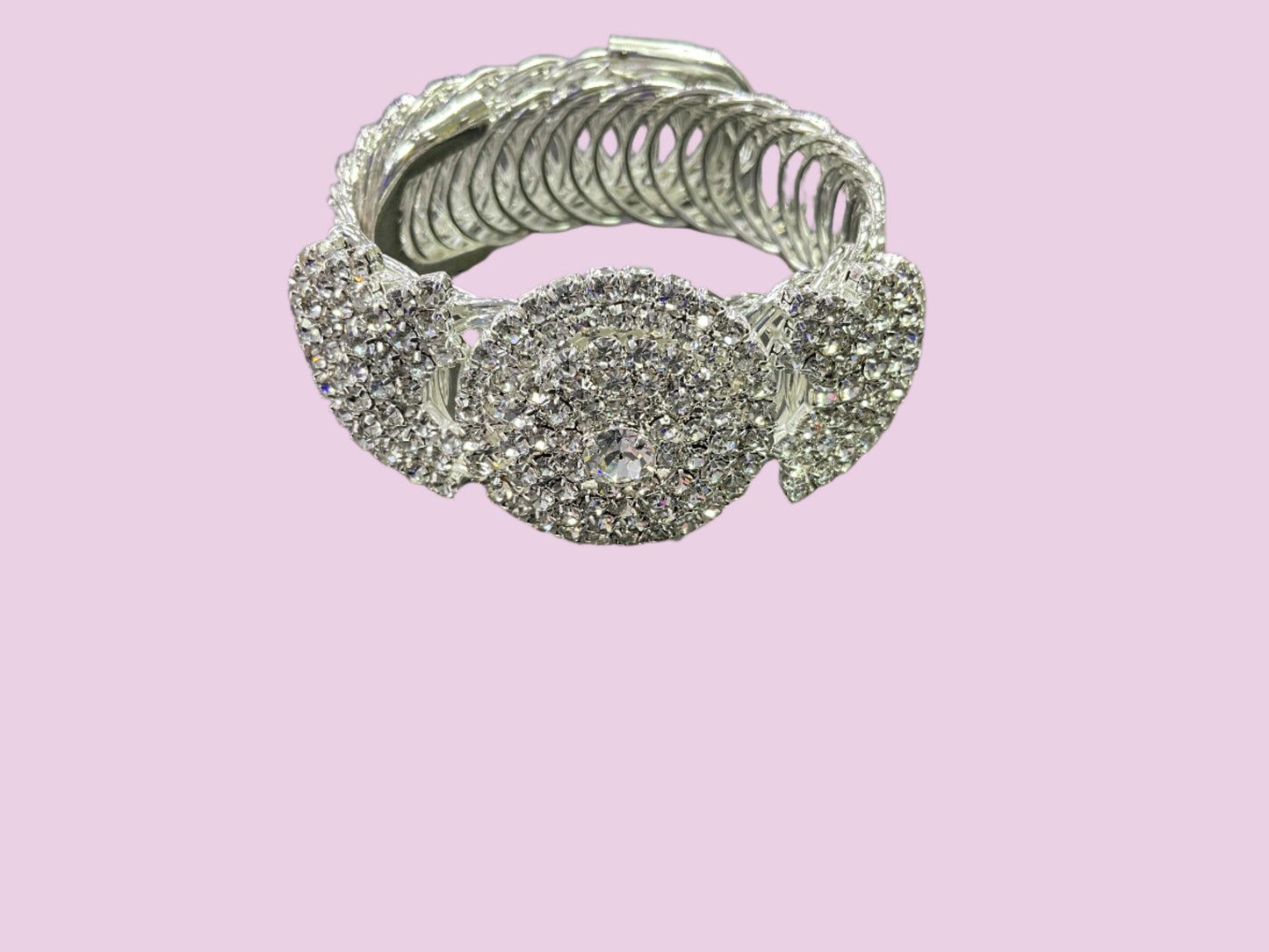 Luxe Round Crystal Cuff Silver