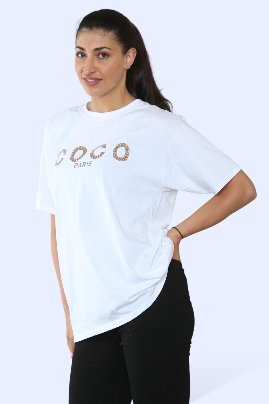 Ladies Coco Paris Printed Short Sleeve T-Shirt Top
