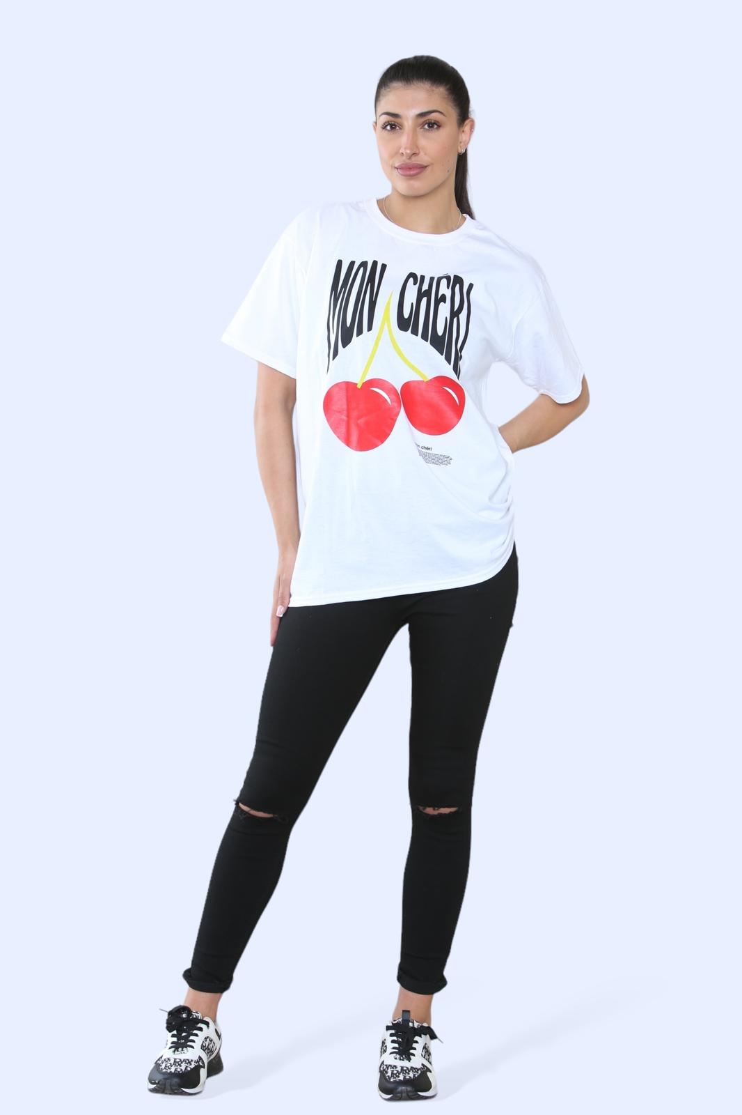 Ladies Mon Cheri Printed Short Sleeve T-Shirt Top