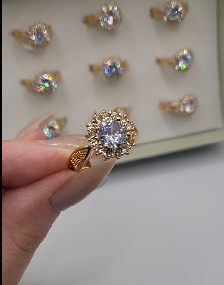 Cluster Crystal Ring Gold Box set of 12