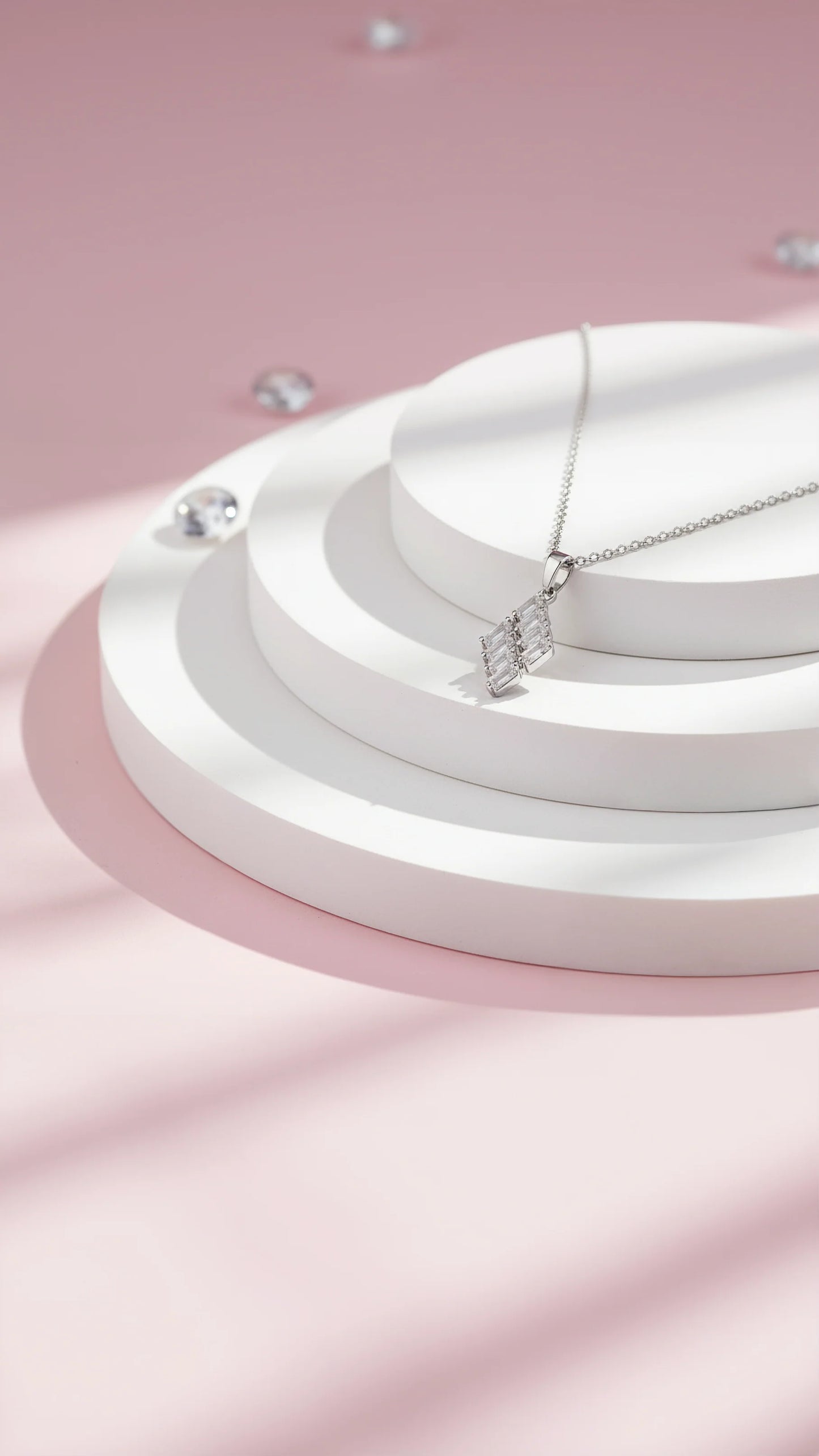 Baguette Cut Crystal Pendant Necklace