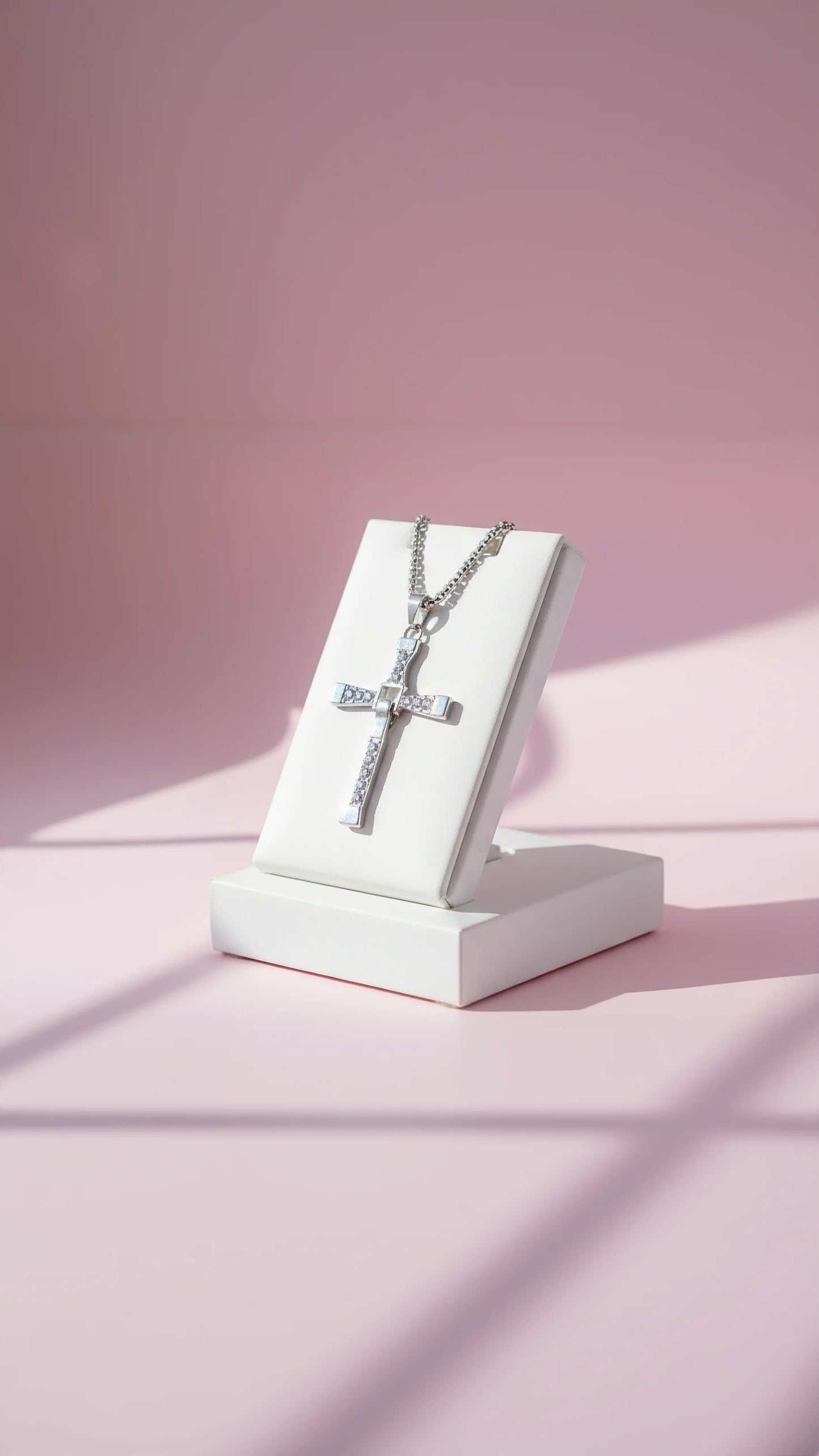 Silver Crystal Cross Symbolic Necklace