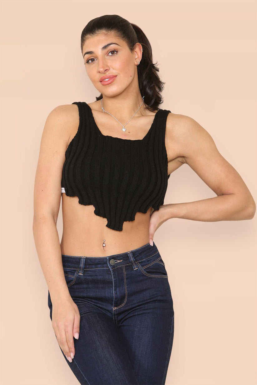 Asymmetric Imogen Hem Knitted Vest Crop Top