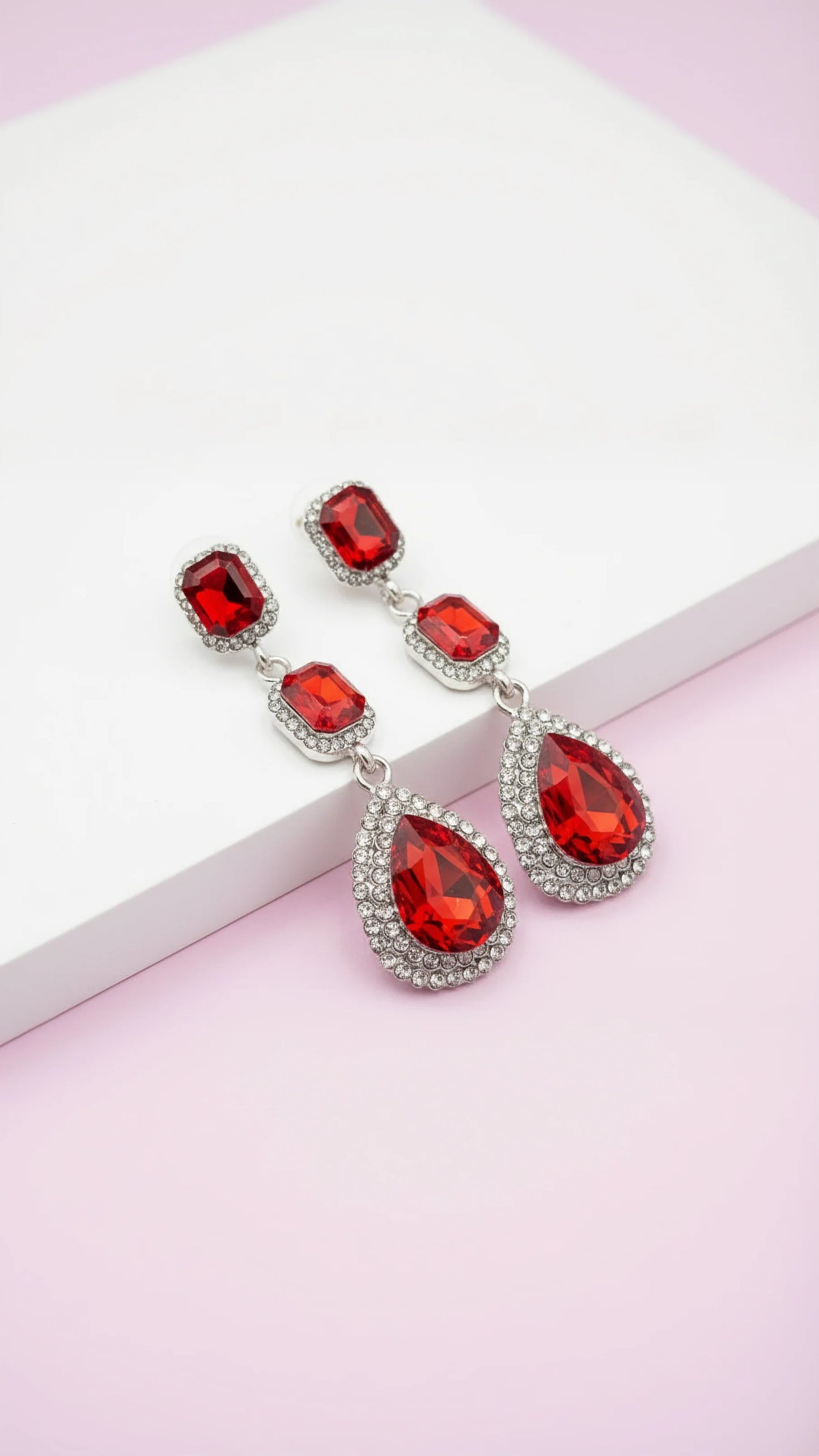 Red Crystal Drop and Dangle Earrings