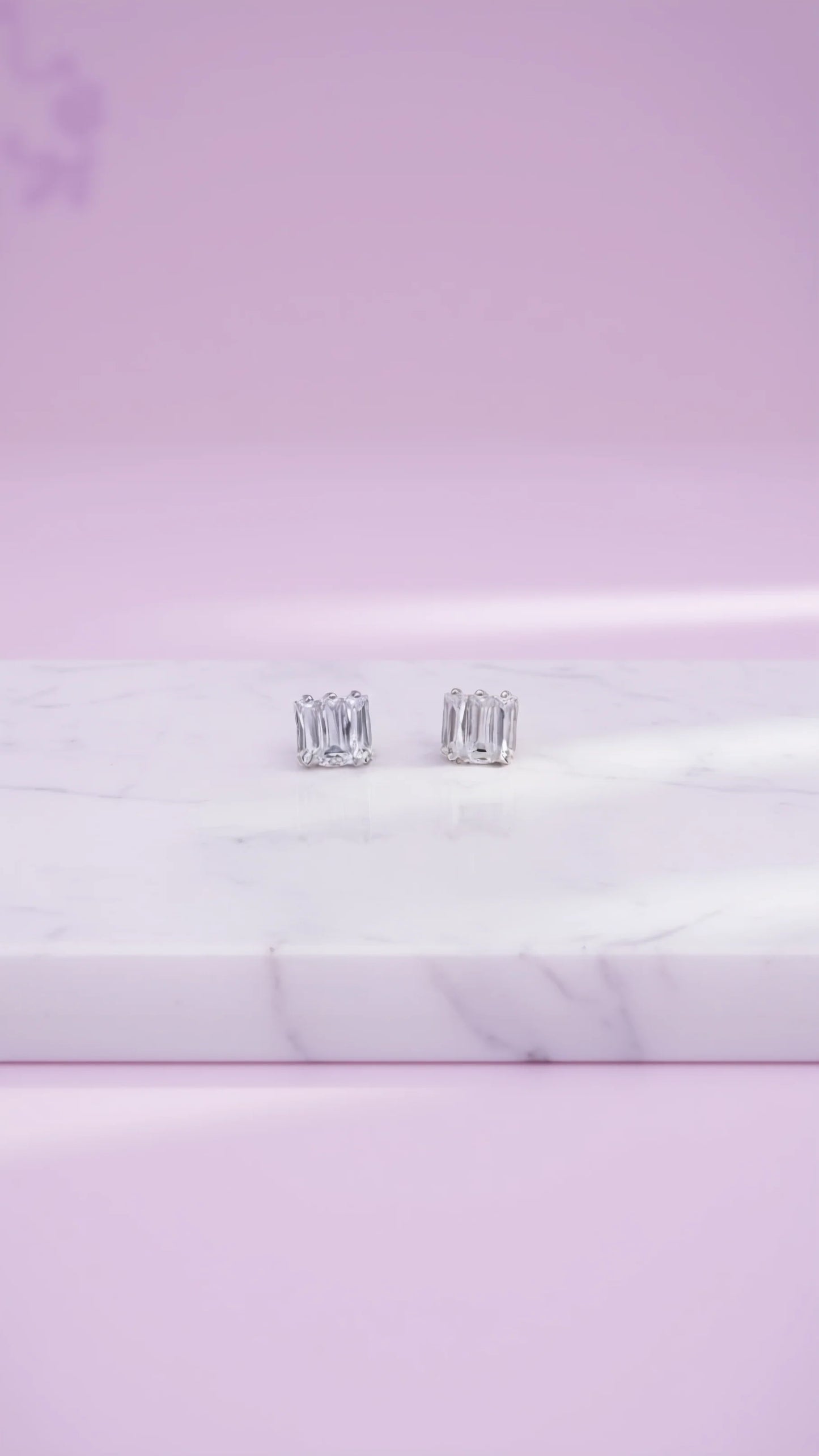 Square Baguette Cut Crystal Stud Earrings