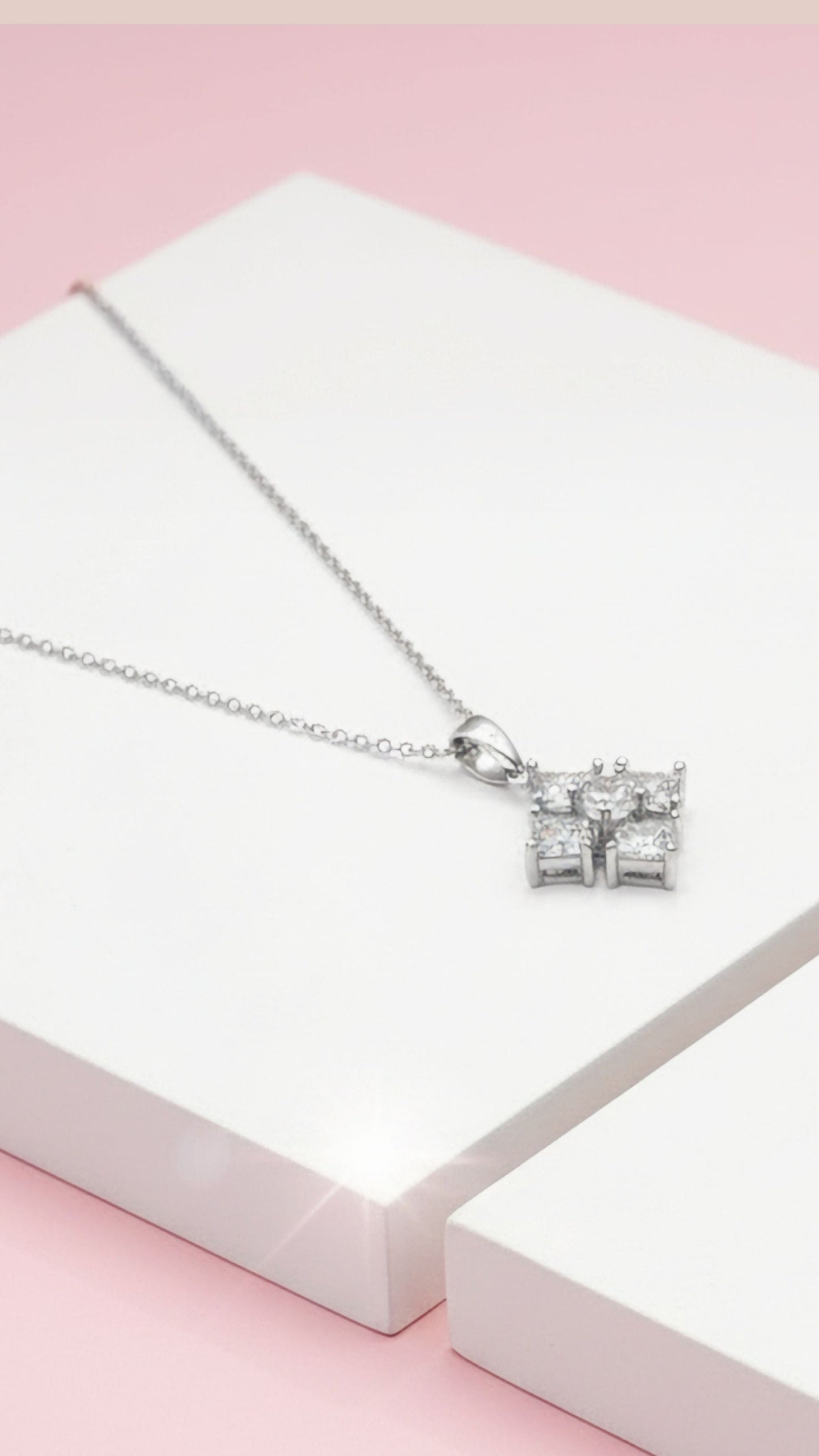Square Crystal Pendant Necklace
