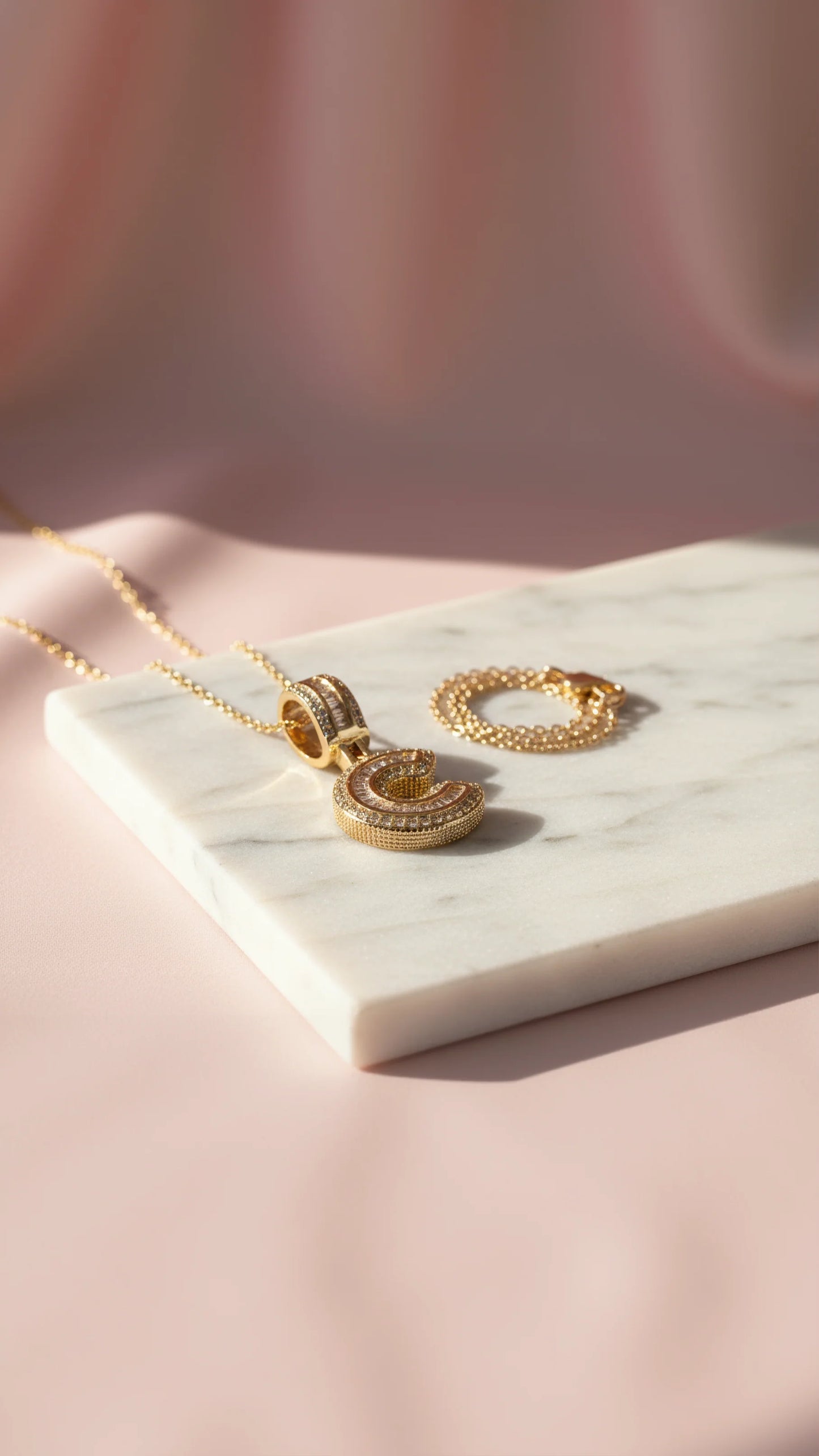 Letter C Crystal Personalized Initial Necklace