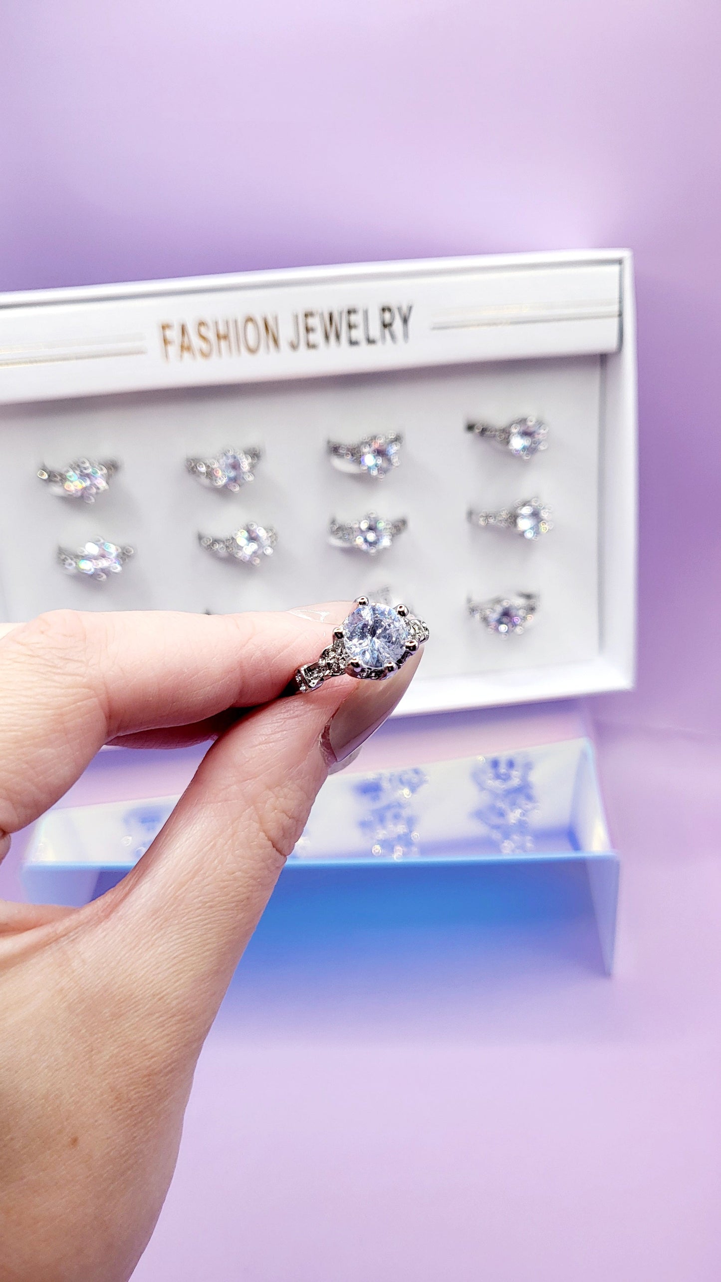 Seychelles Crystal Silver Ring Box set of 12