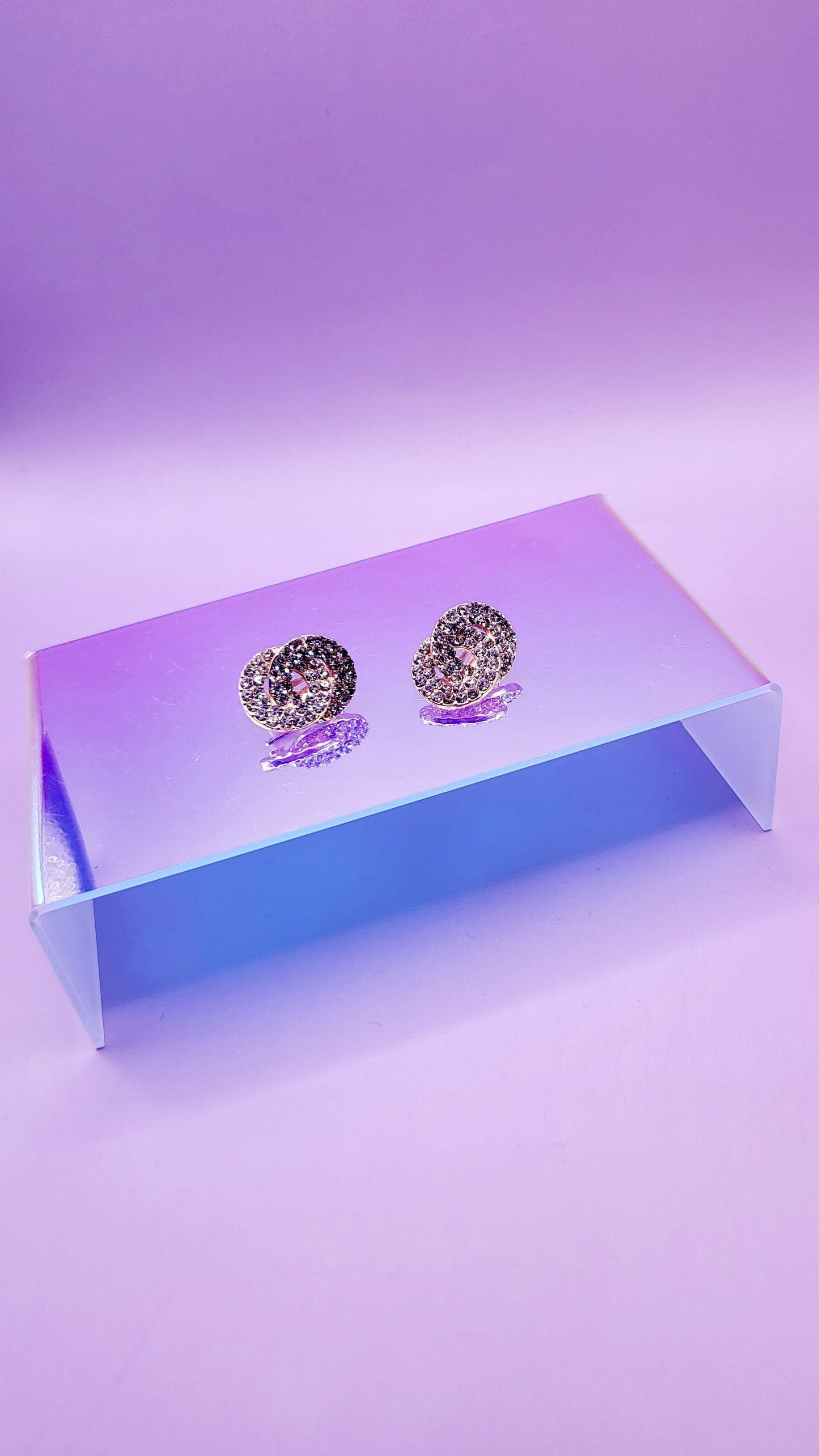 Interlocking Crystal Non Pierced Clip On Earrings