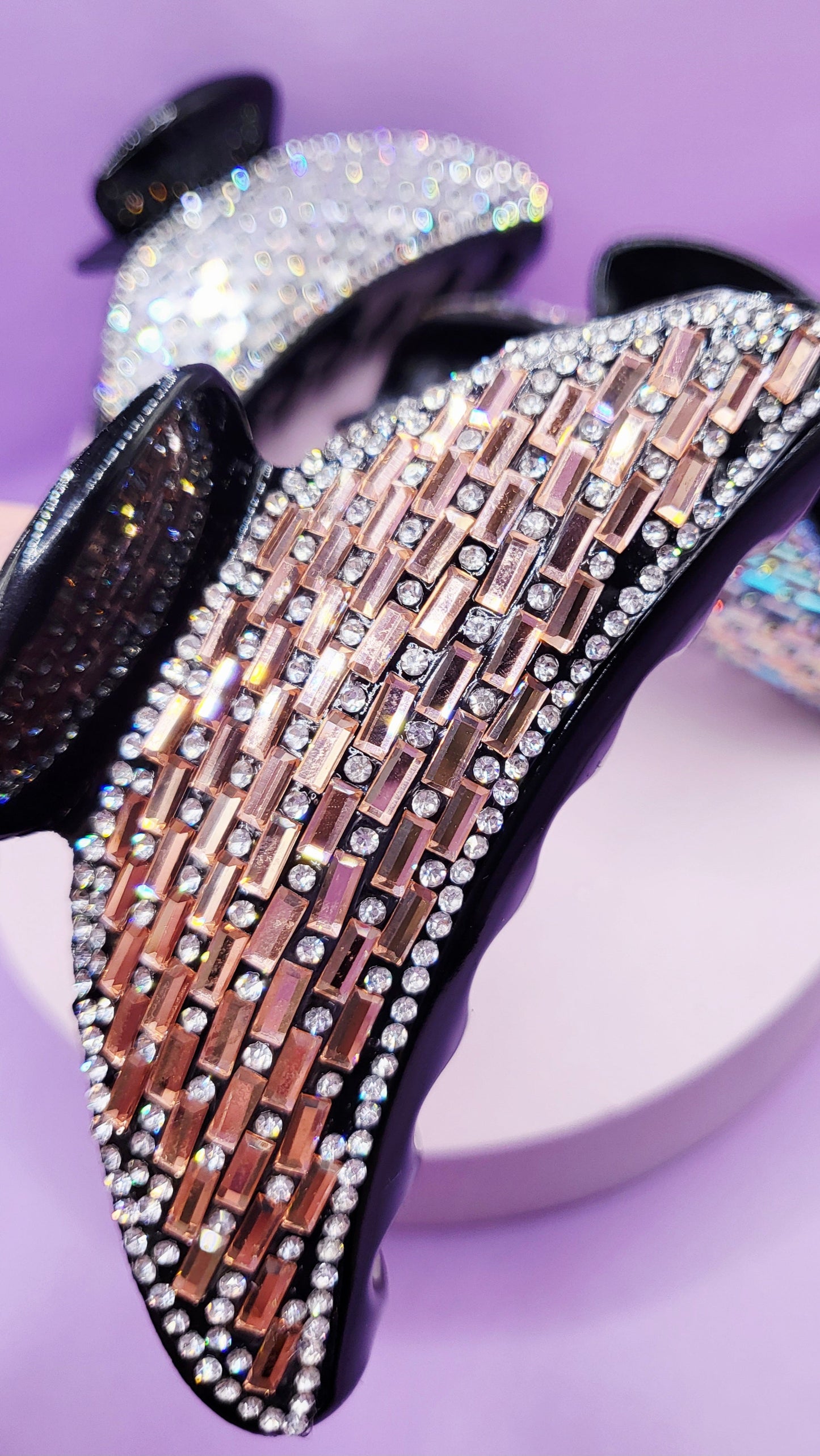 Mirrored Crystal Curve Hair Clamps Pack of 12