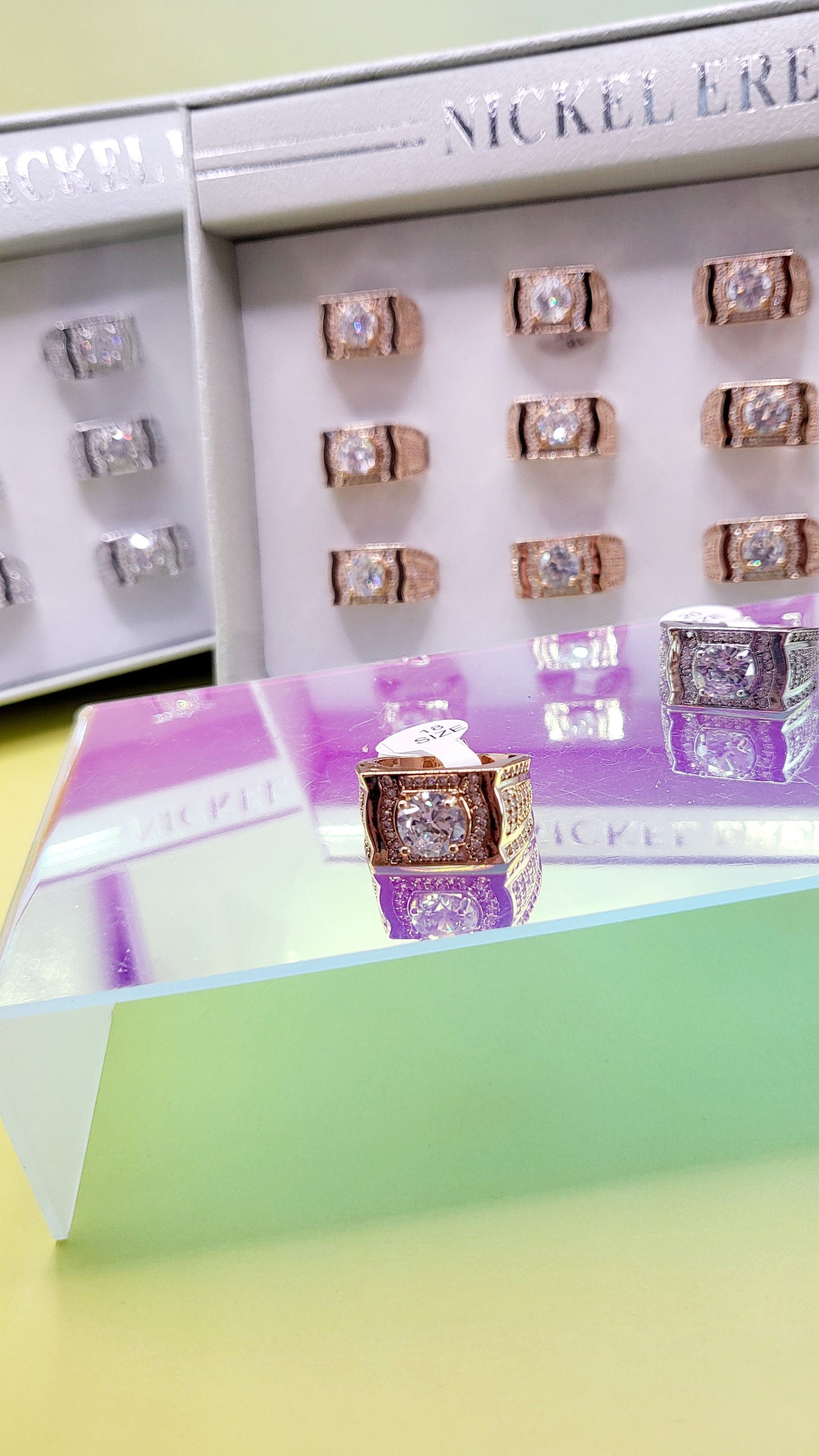 Men's Iced Out Crystal Box Set of 12 Rings