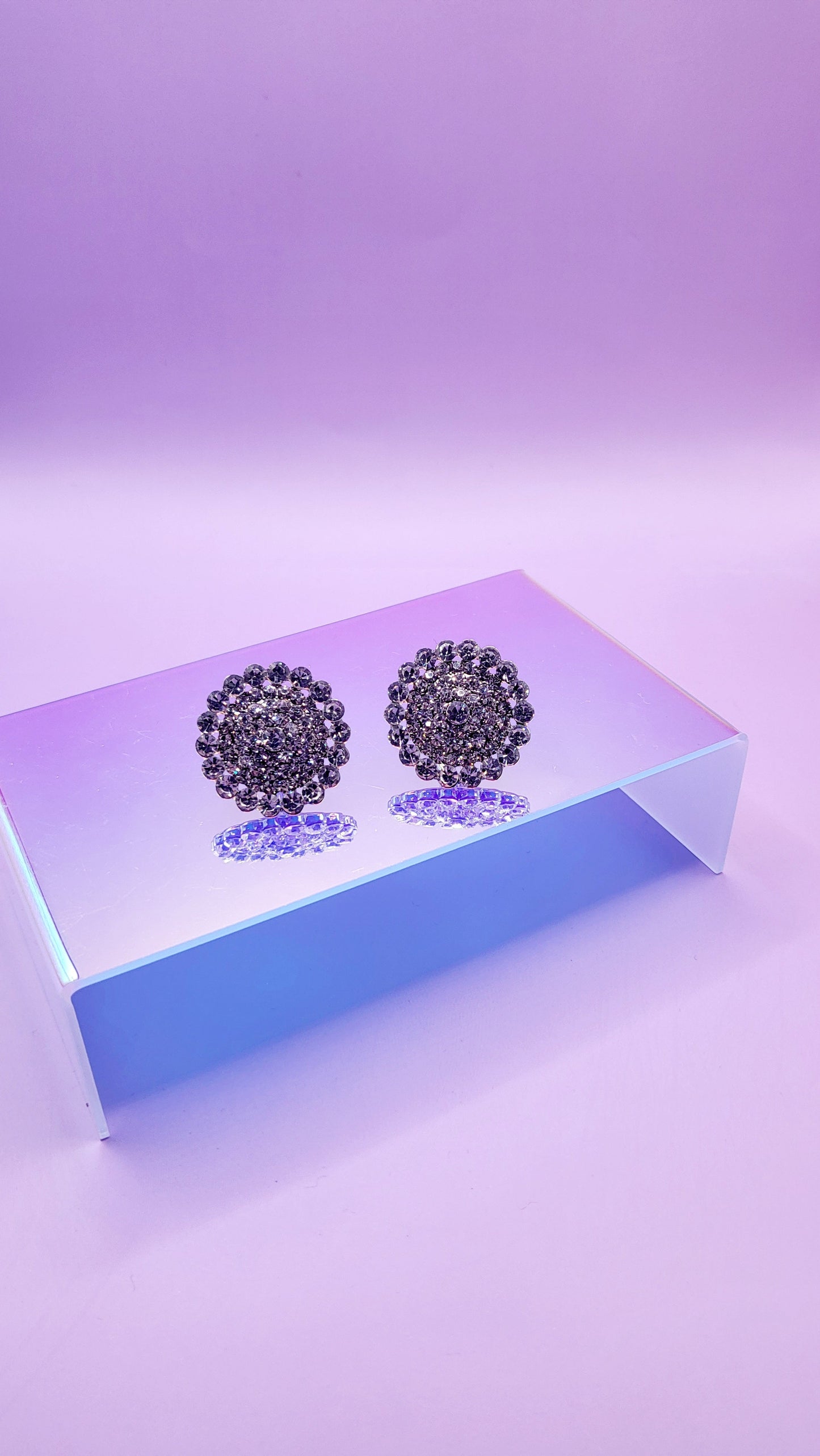 Cluster Crystal Non Pierced Clip On Earrings