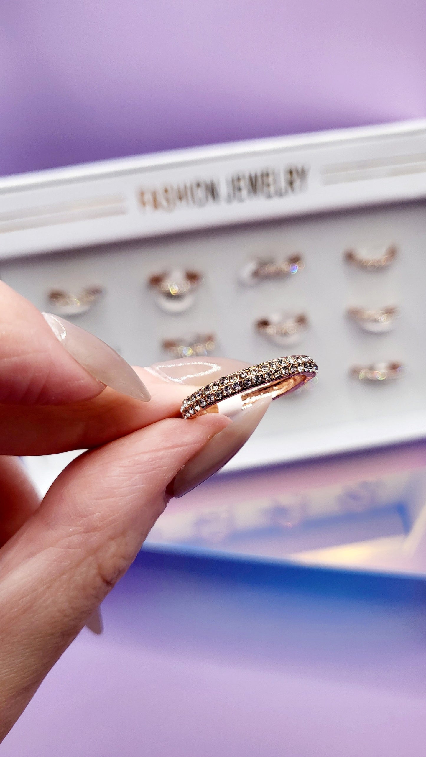 Eternity Curved Band Crystal Ring Rose Gold Box set of 12