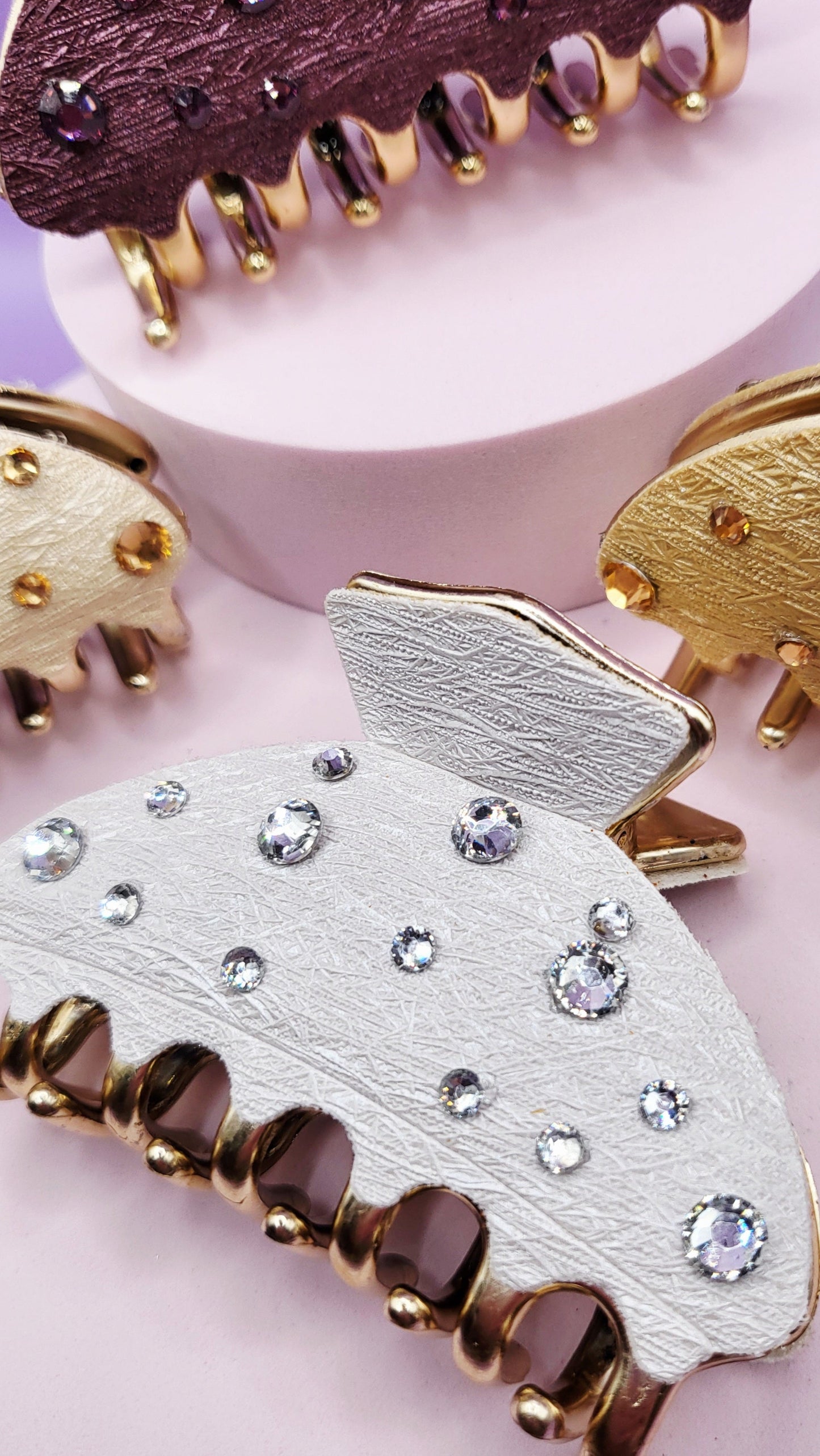 Jewelled Crystal Curve Hair Clamps Pack of 12