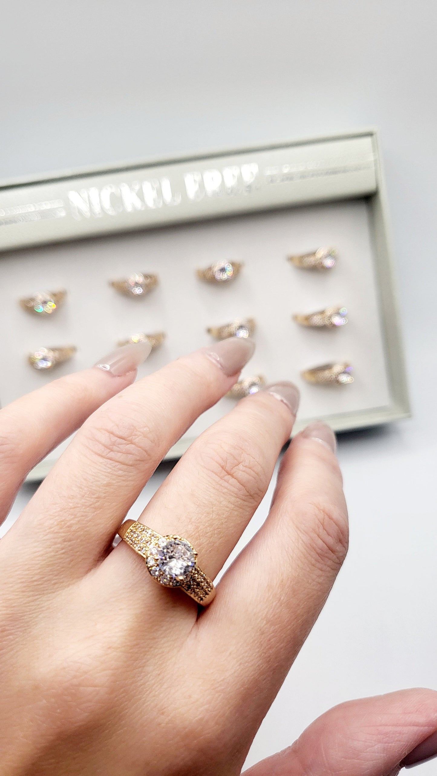 Sparkle Band Crystal Ring Gold Box set of 12