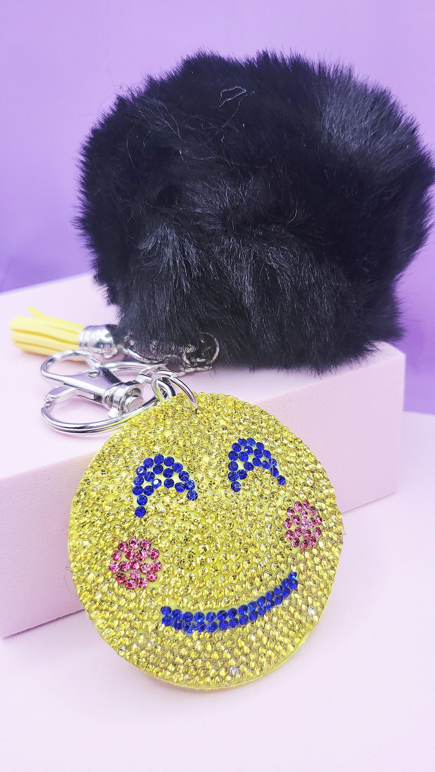 Fluffy Emoji Crystal Keyrings