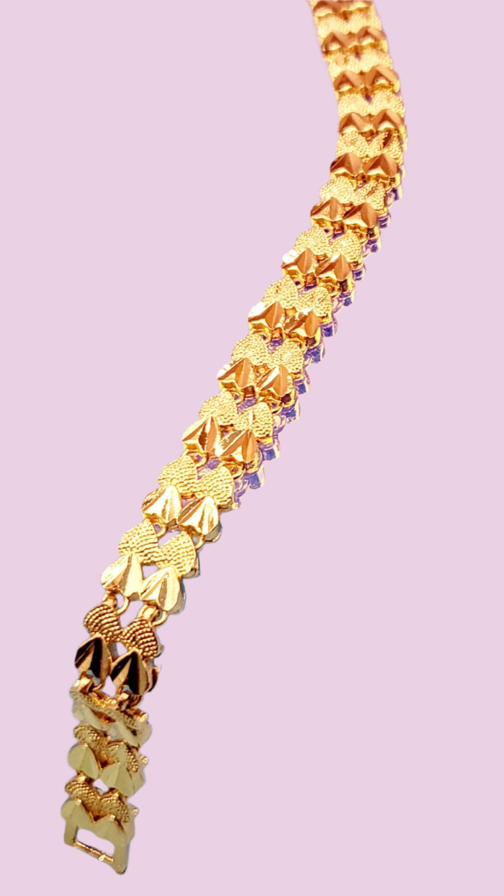 Hearts Shiny Gold Link Bracelet