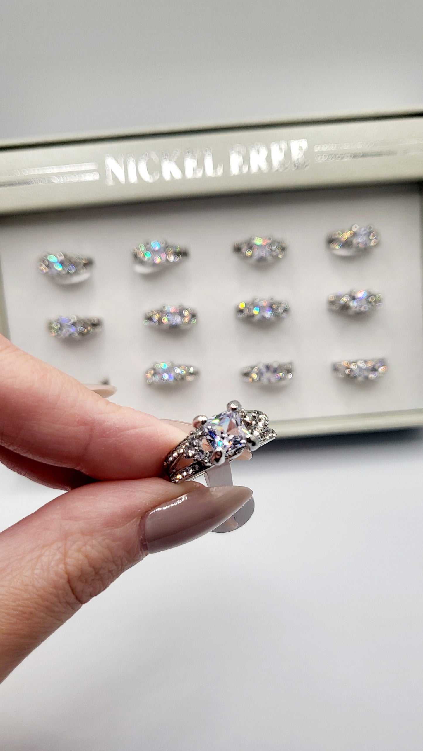 Paparazzi Crystal Ring Silver Box set of 12