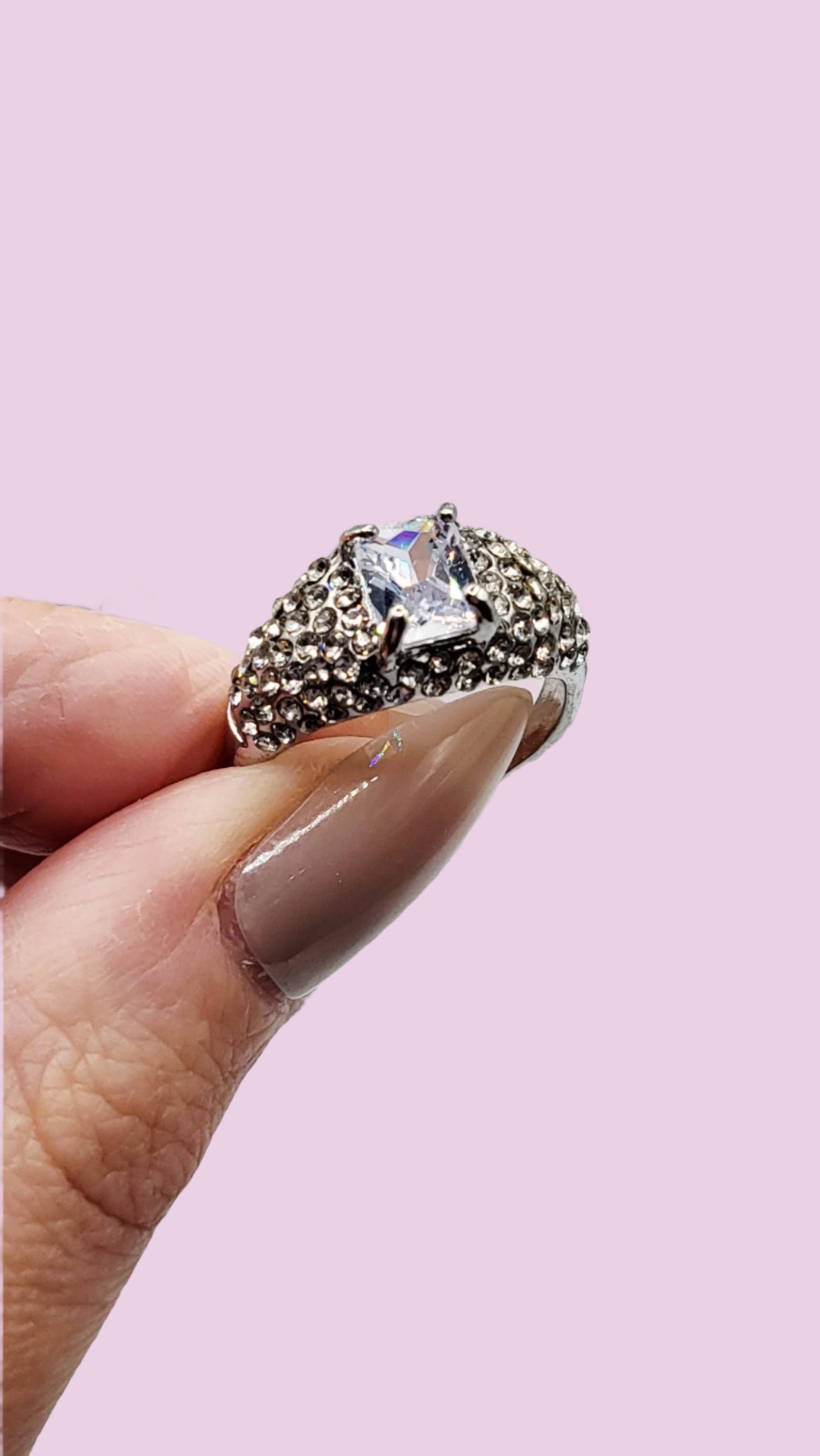 Iced Crystal Ring Silver Box set of 12