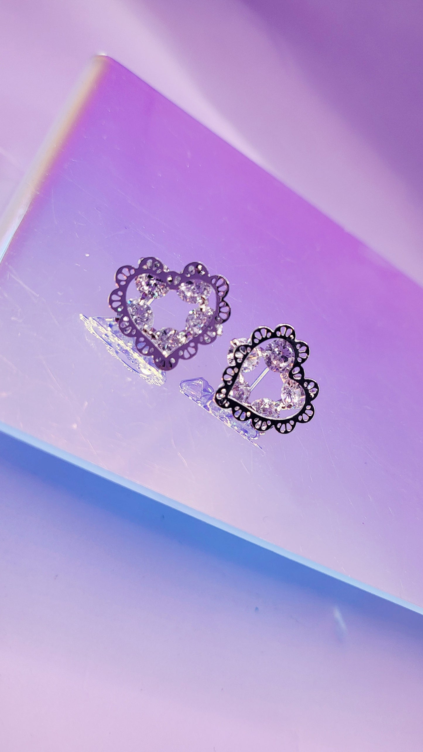 Heart Cluster Crystal Stud Earrings
