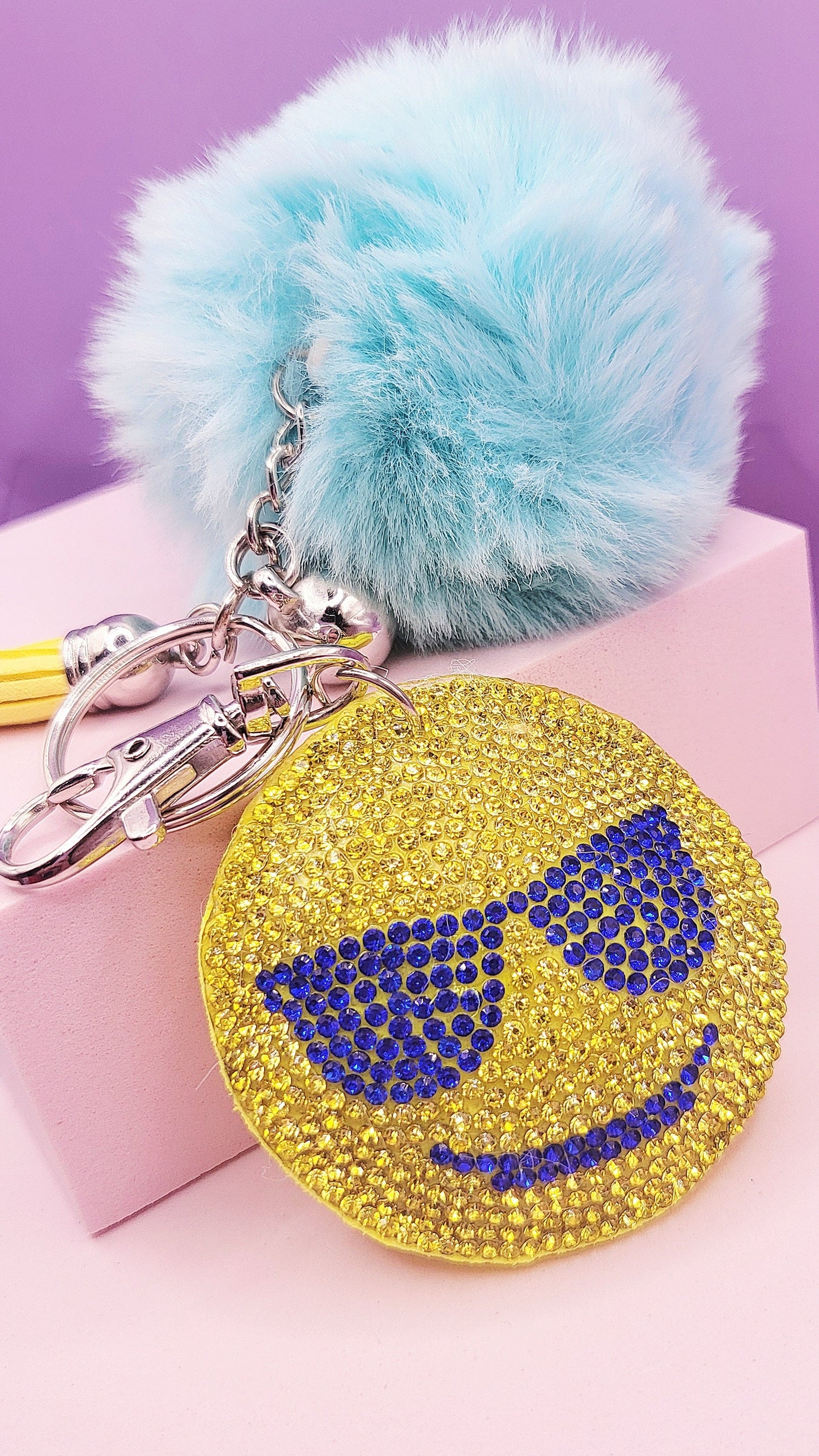 Fluffy Emoji Crystal Keyrings