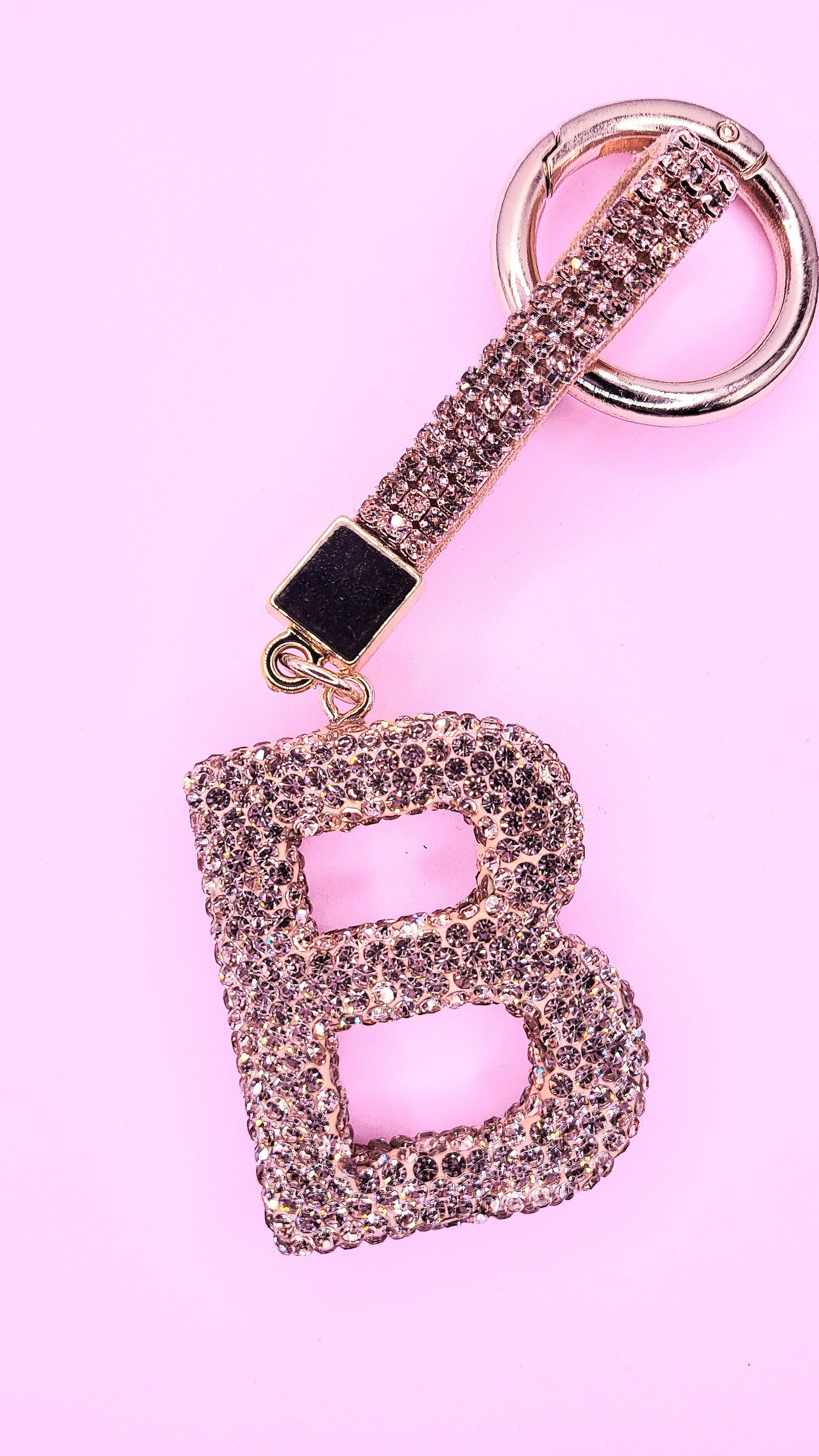 Initial Letter Rose Gold Crystal Glam Key Ring