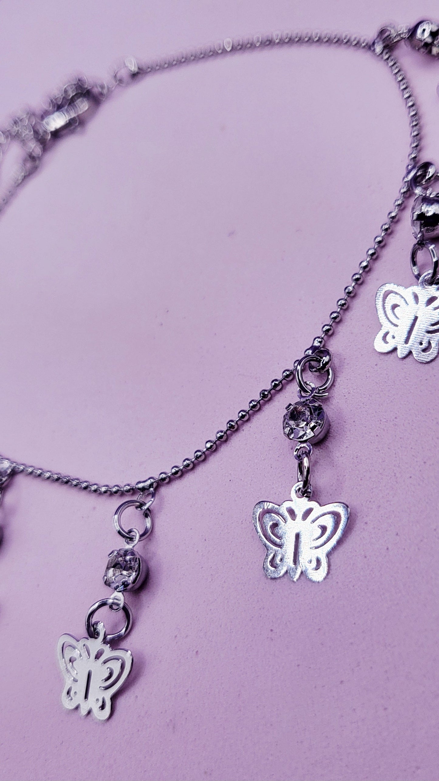 Crystal Butterfly Charm Anklet