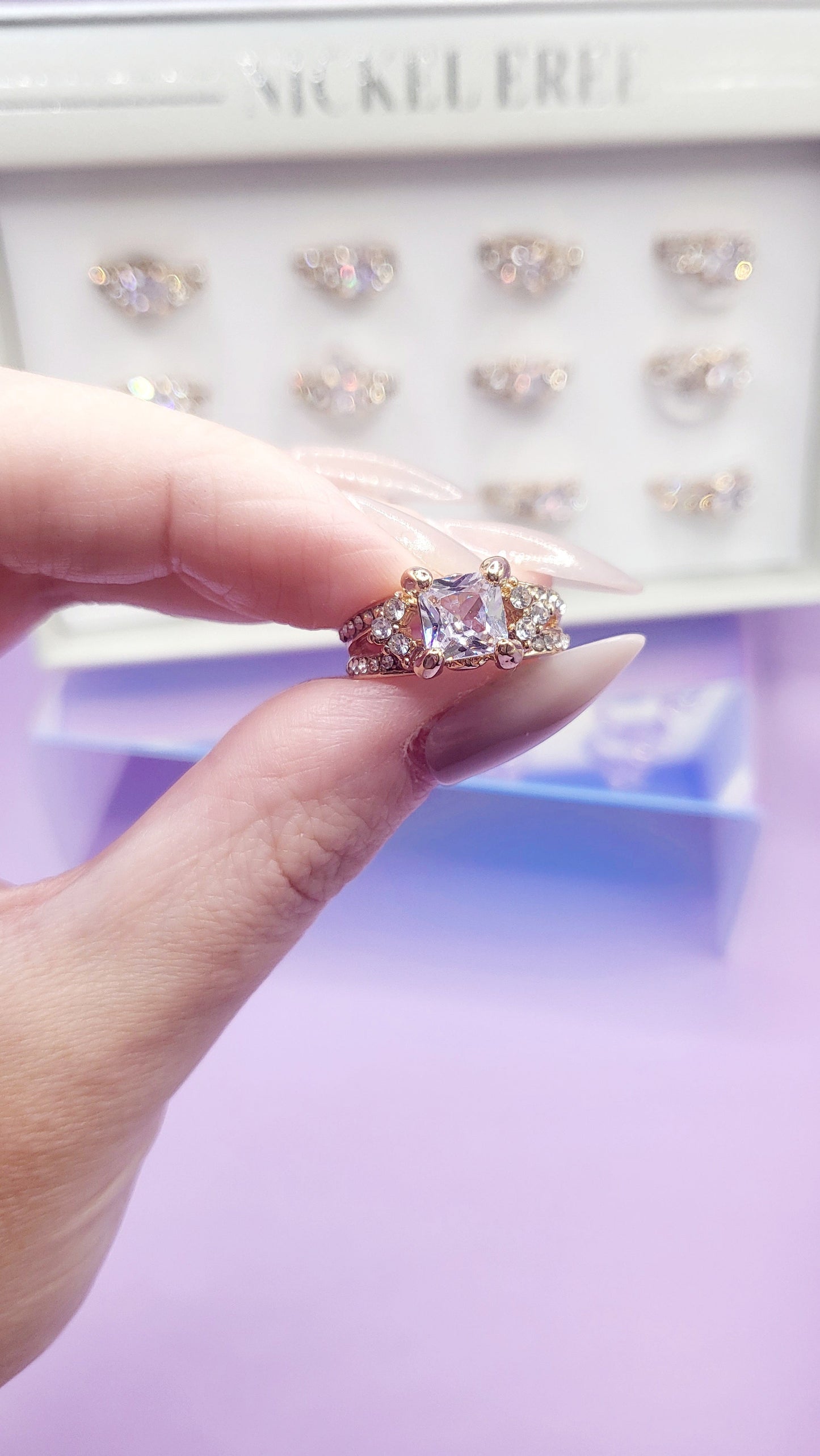 Paparazzi Crystal Ring Gold Box set of 12