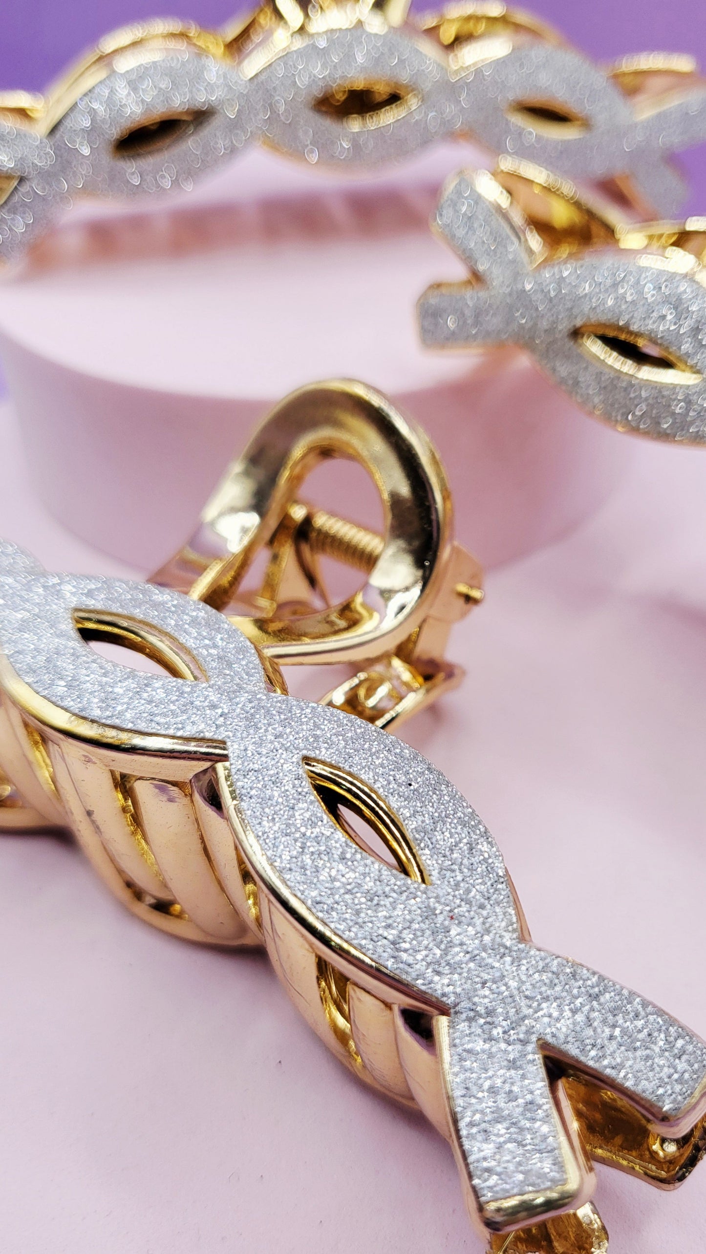 Glitter Silver Hair Clamps Pack of 12