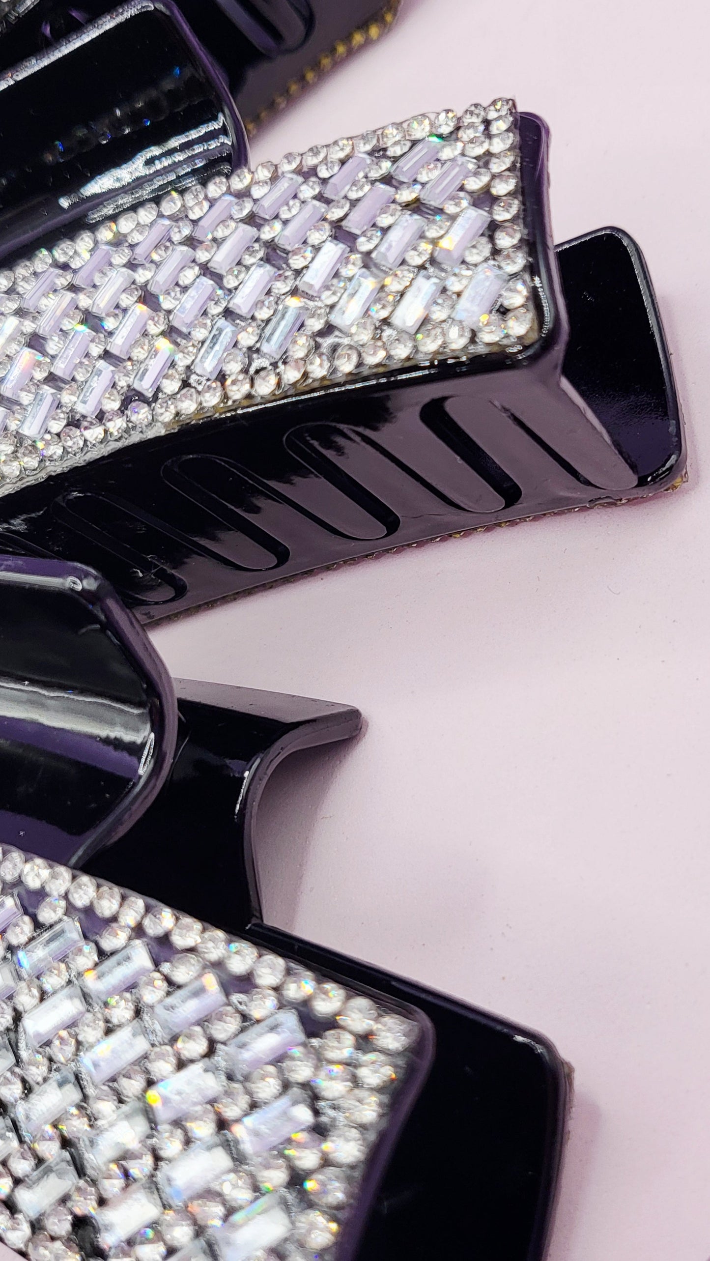 Mirrored Crystal Oblong Hair Clamps Pack of 12