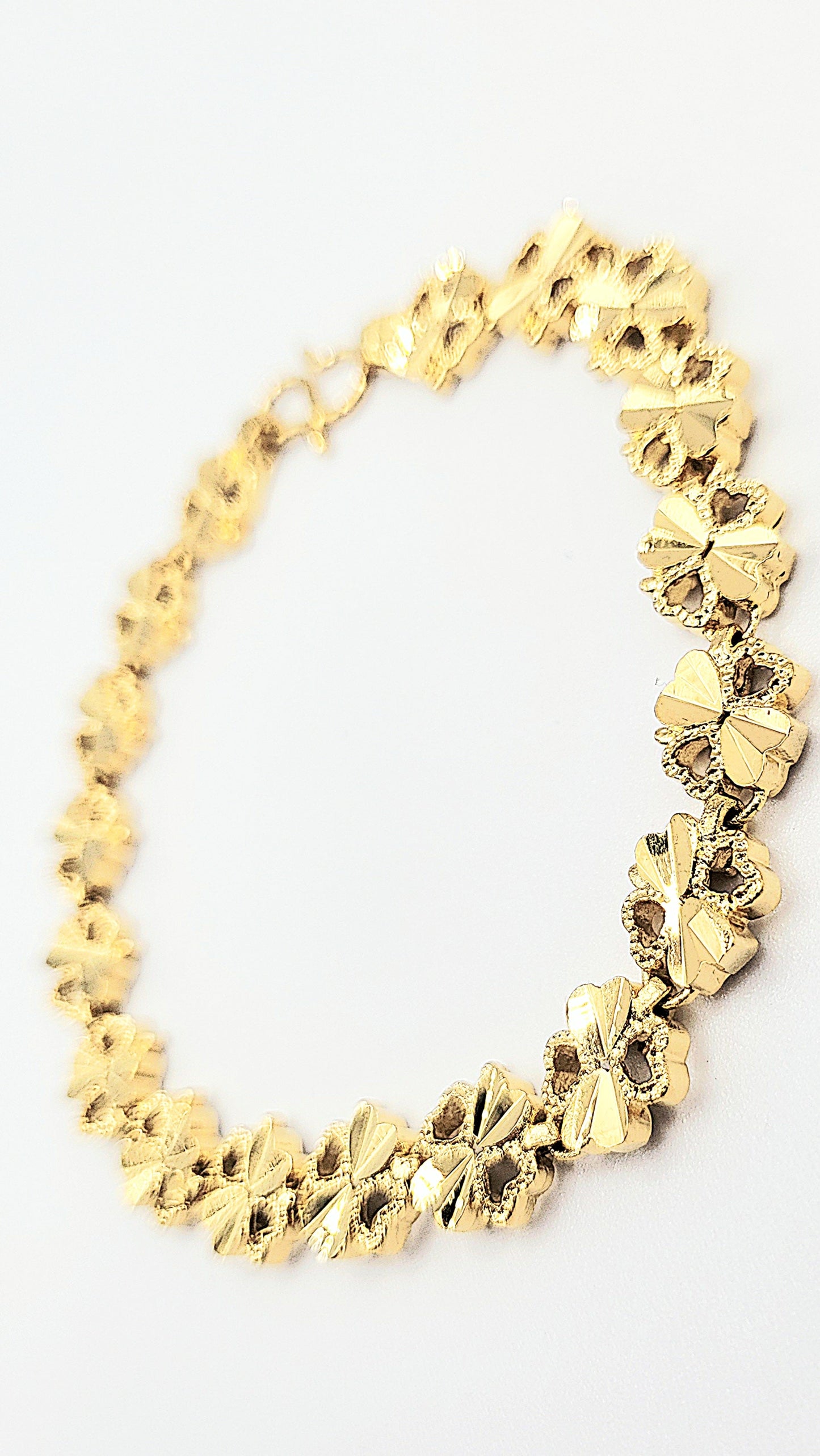 Elements Clover Leaf Shiny Gold Link Bracelet