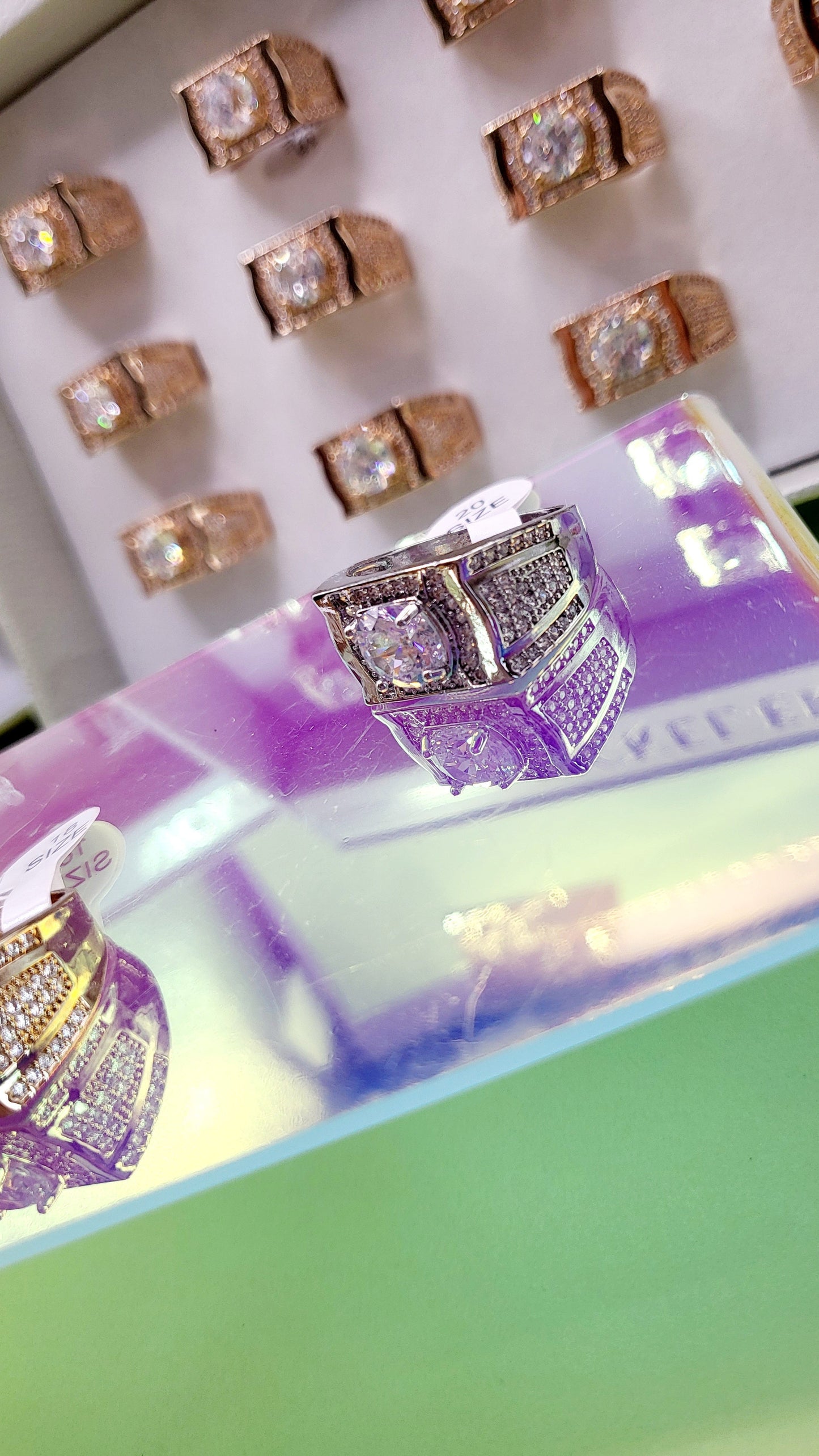 Men's Iced Out Crystal Box Set of 12 Rings