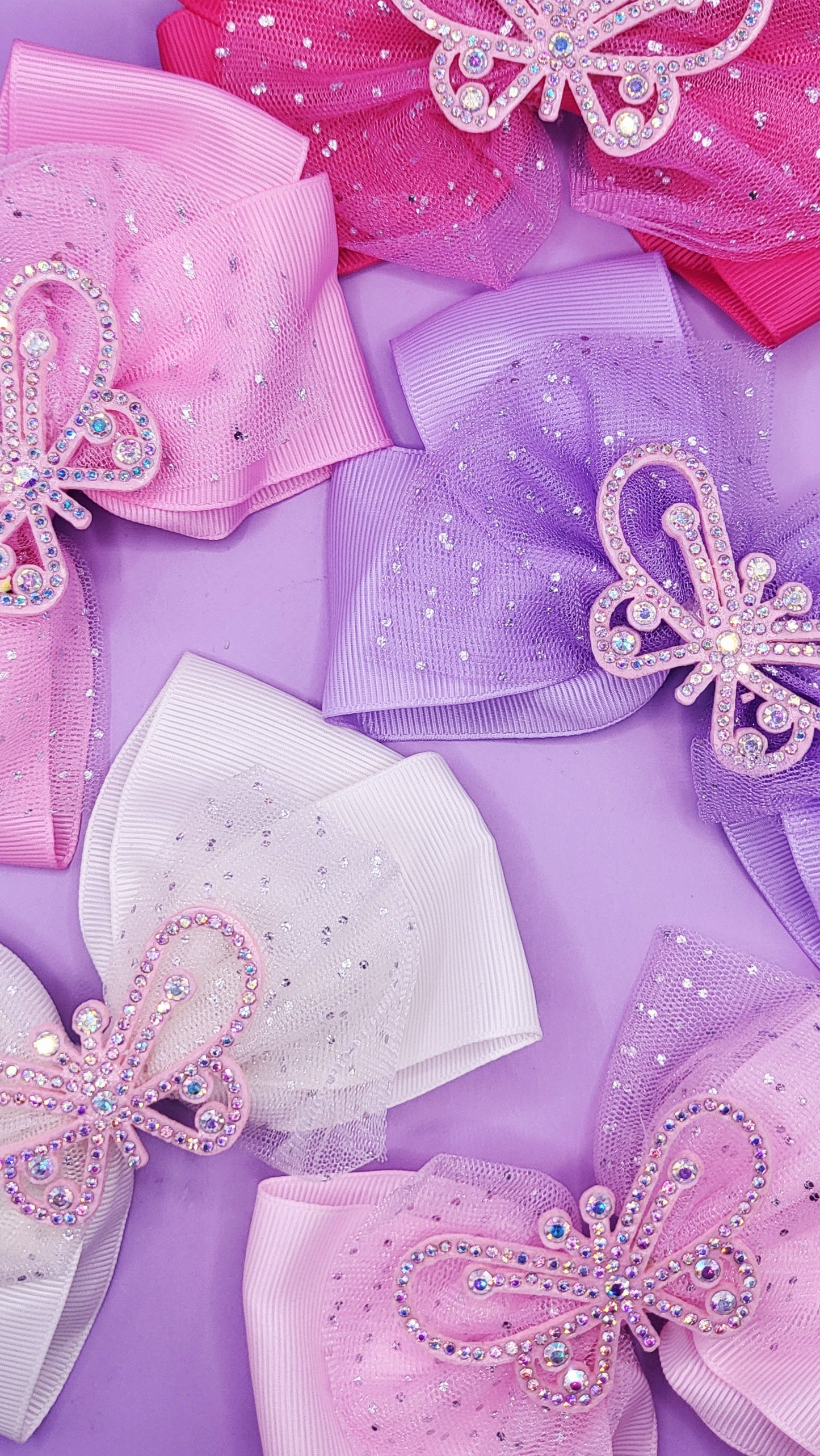 Crystal Butterfly Hair Bow Clip Slide Pack of 12