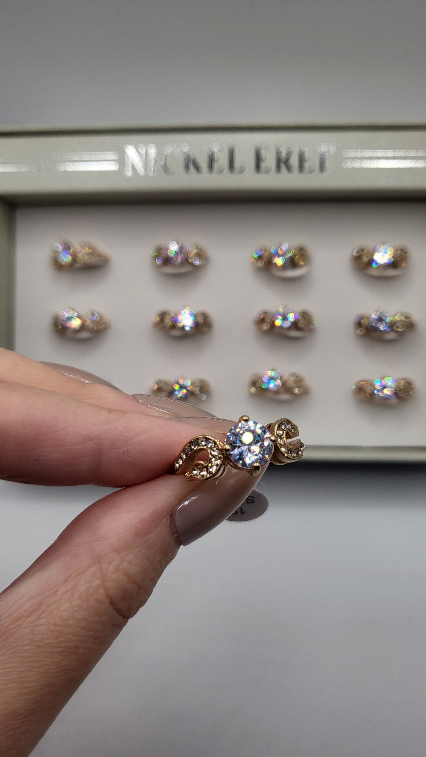 Swirl Band Crystal Ring Gold Box set of 12