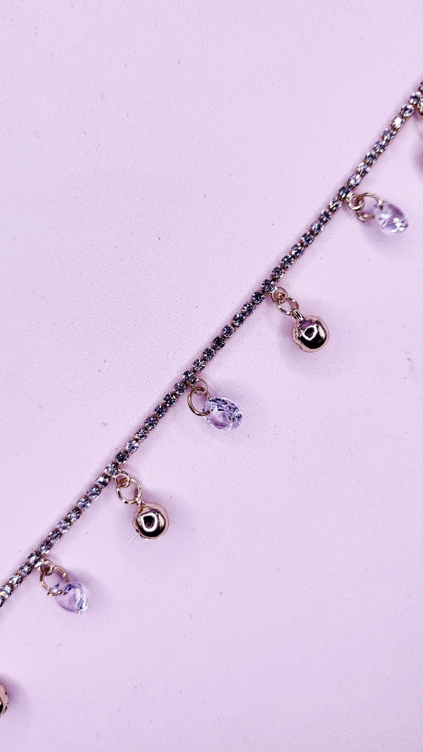 Crystal Bell Charm Tennis Anklet