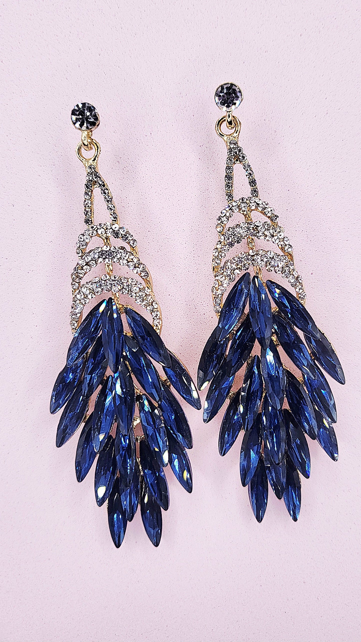 Sassy Navy Crystal Drop and Dangle Earrings