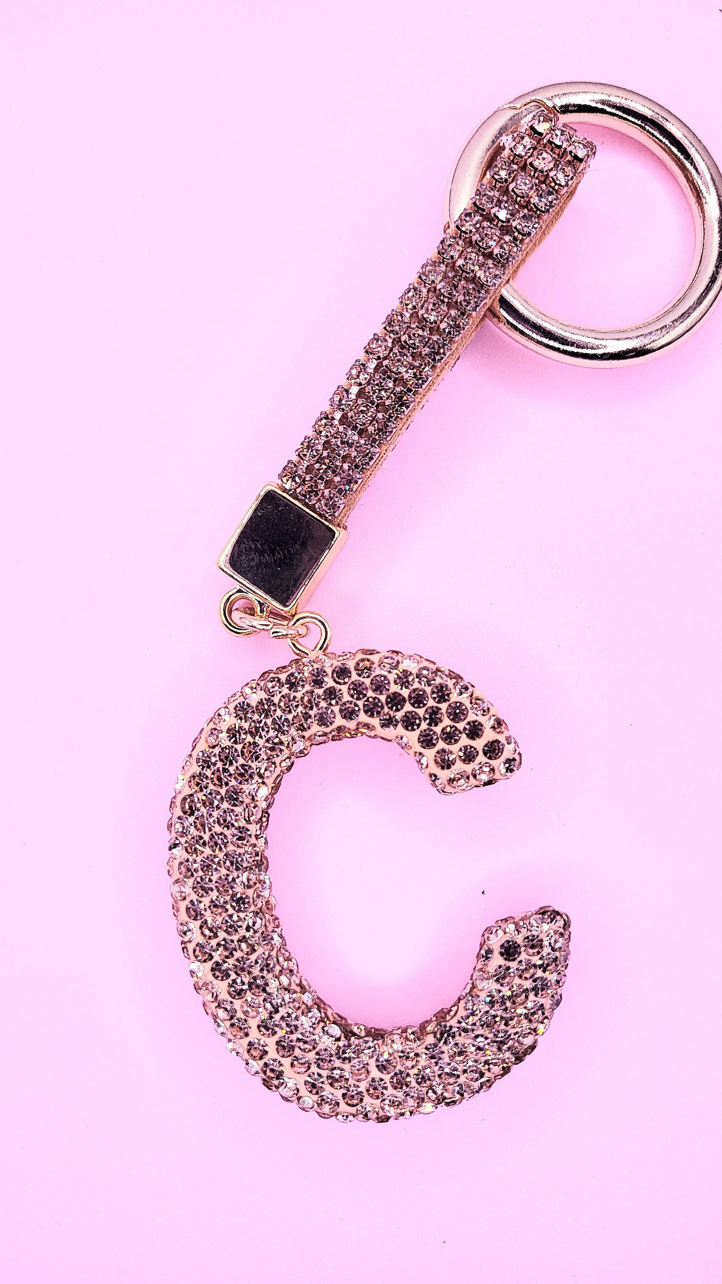 Initial Letter Rose Gold Crystal Glam Key Ring