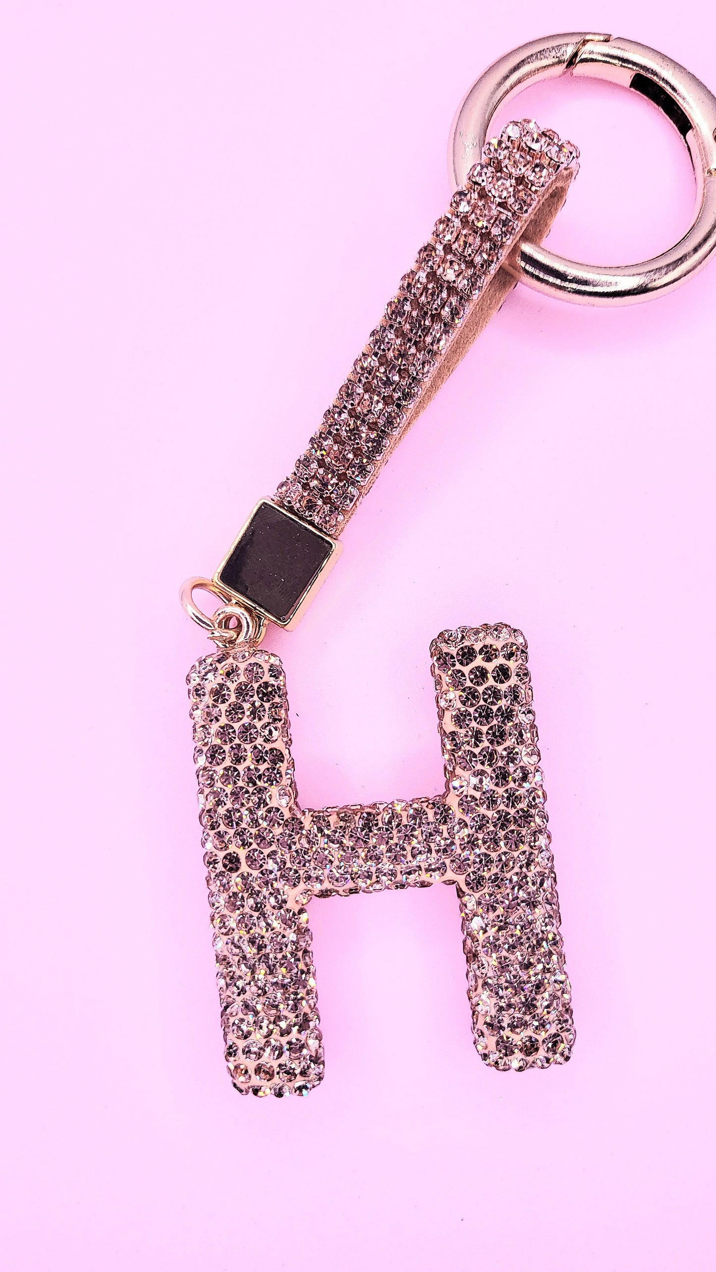 Initial Letter Rose Gold Crystal Glam Key Ring