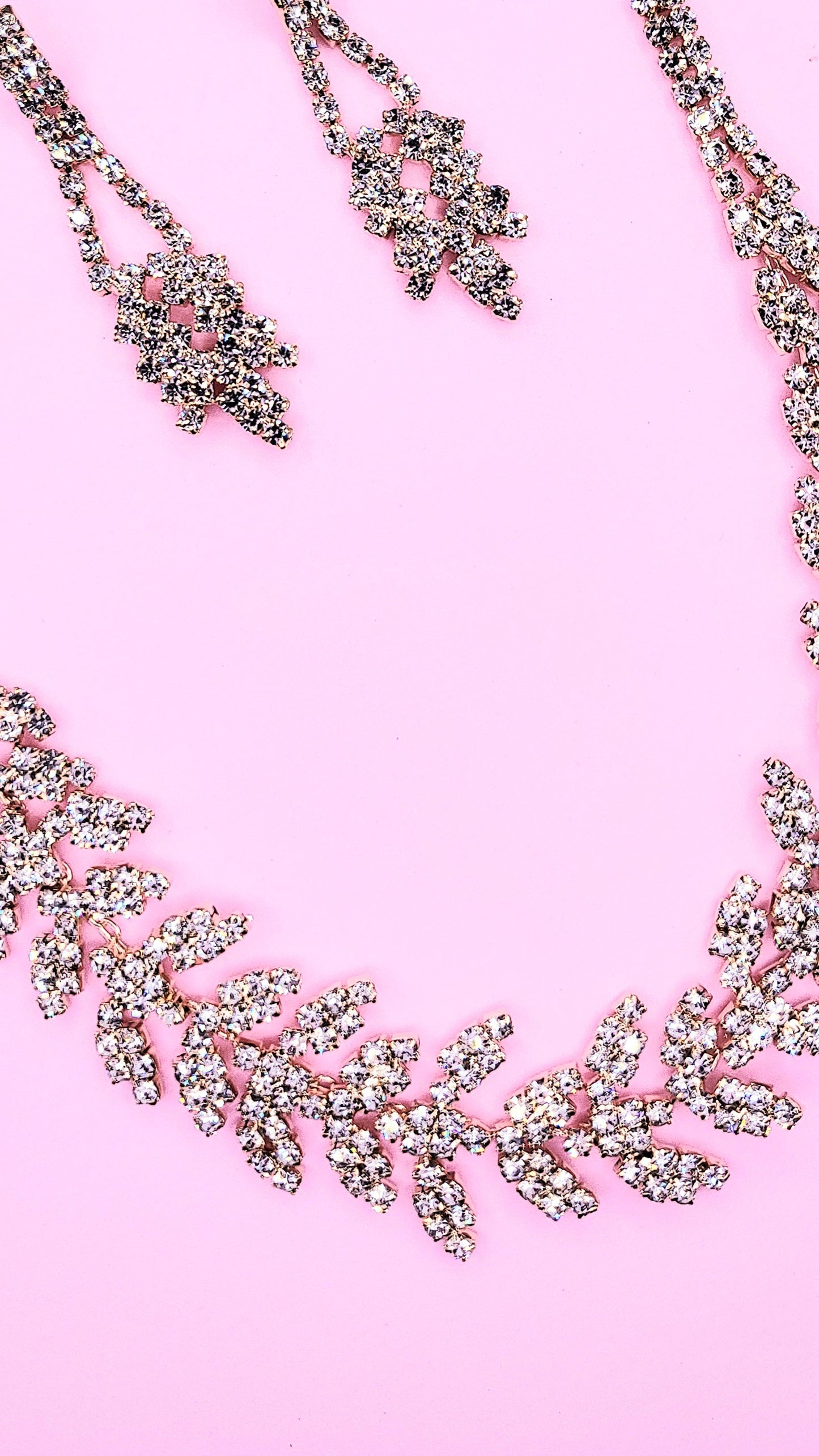 Crystal Leaf Layered Necklace Set