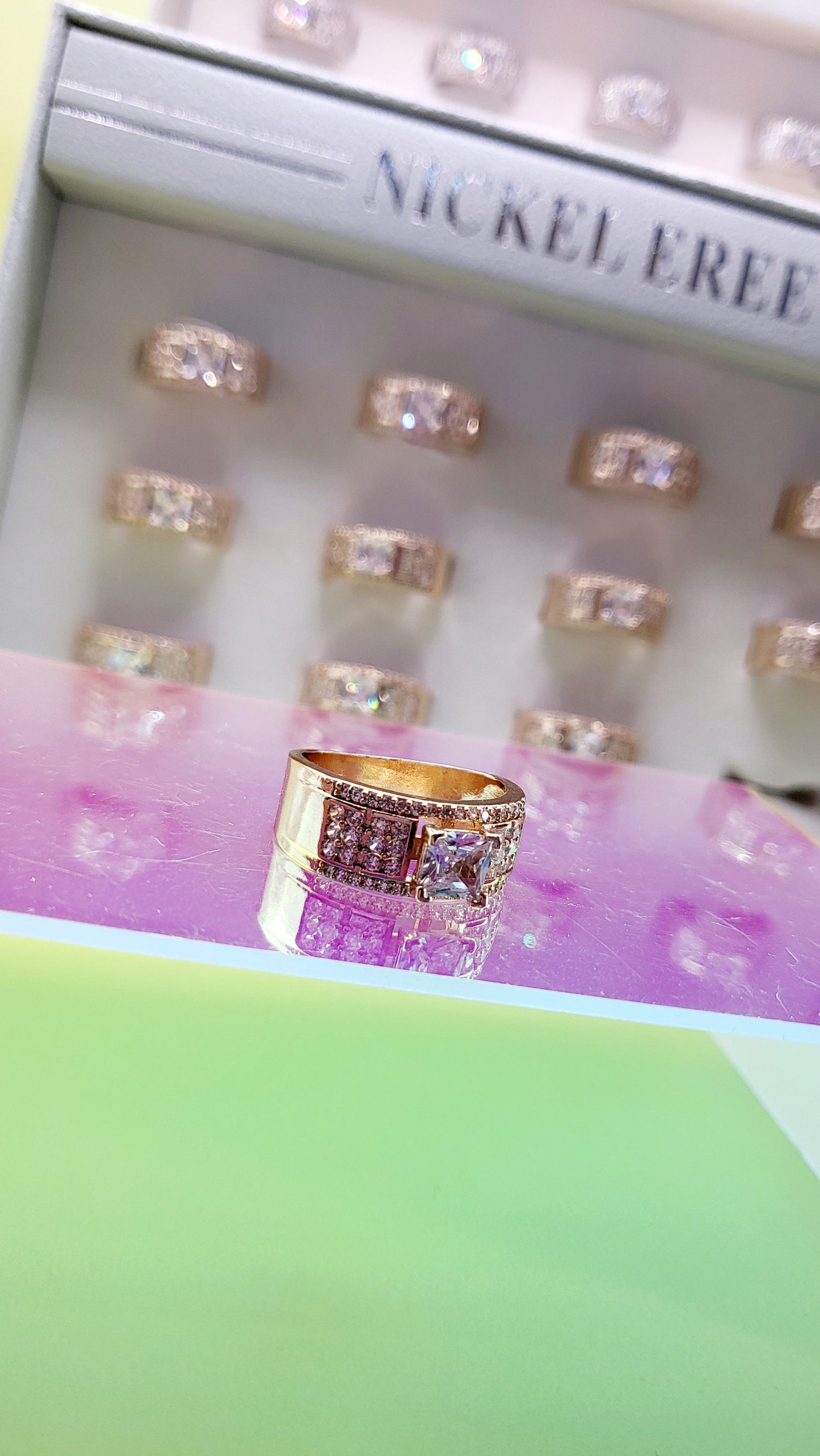 Men's Iced Out Crystal Box Set of 12 Rings