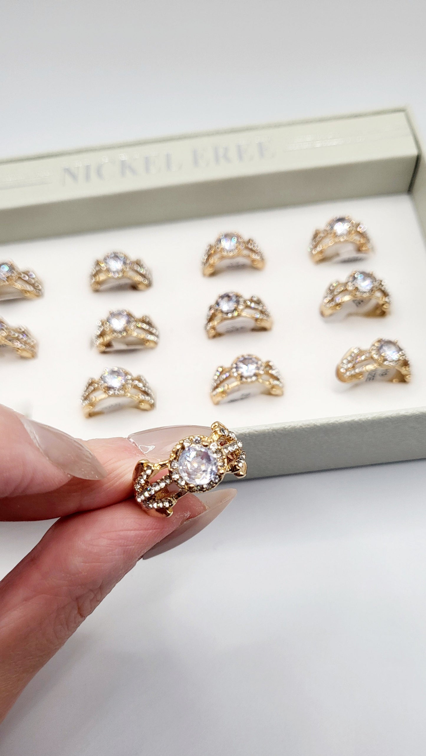 Eternal Crystal Ring Gold Box set of 12