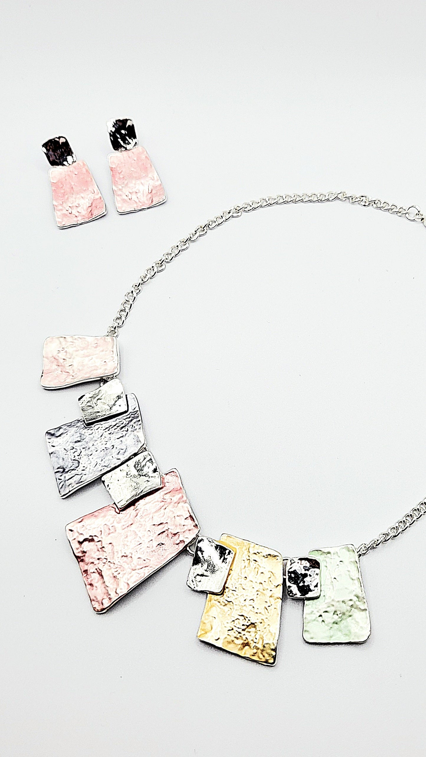 Abstract Squares Necklace & Earrings Set