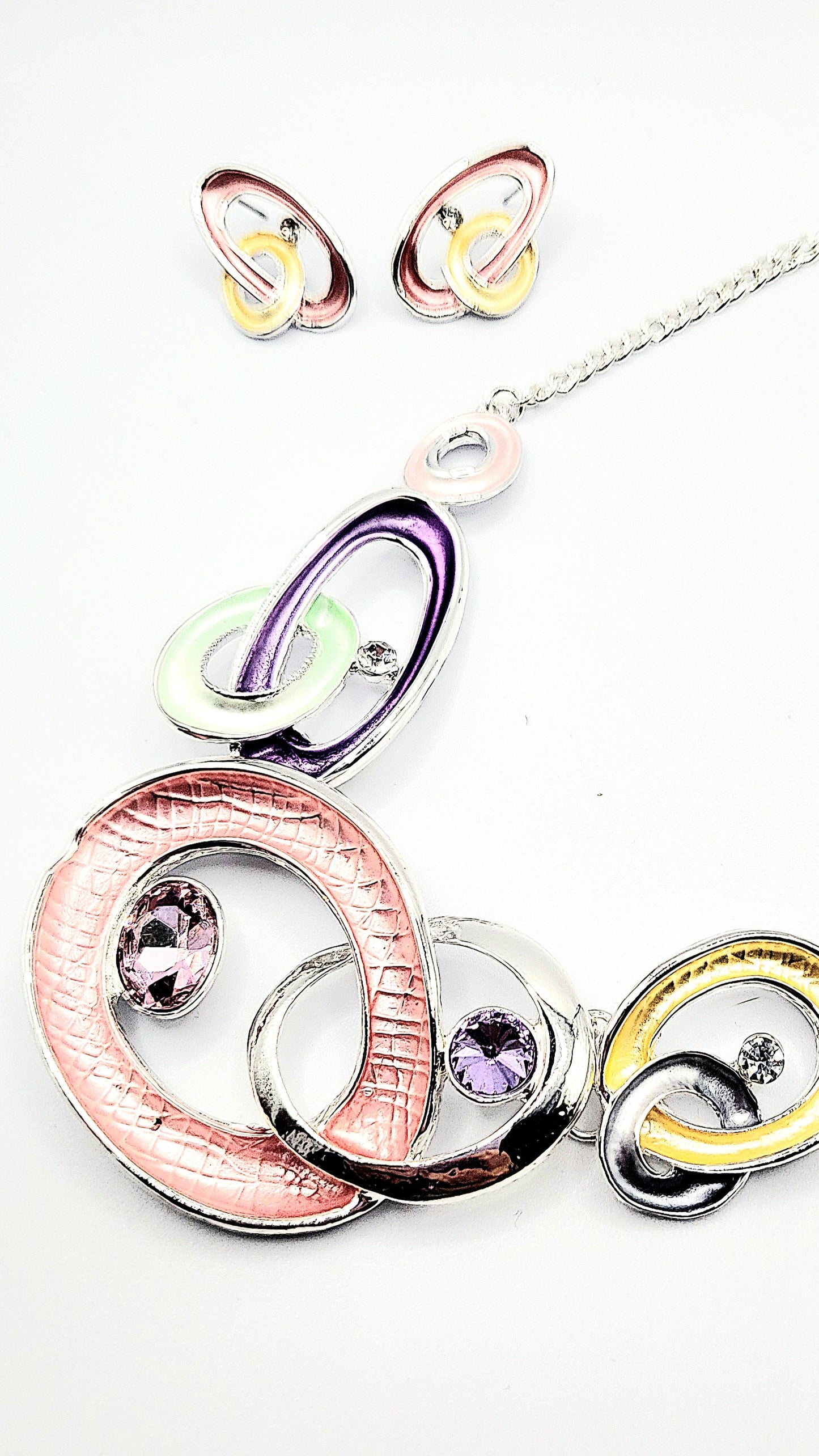 Abstract Crystal Necklace & Earrings Set
