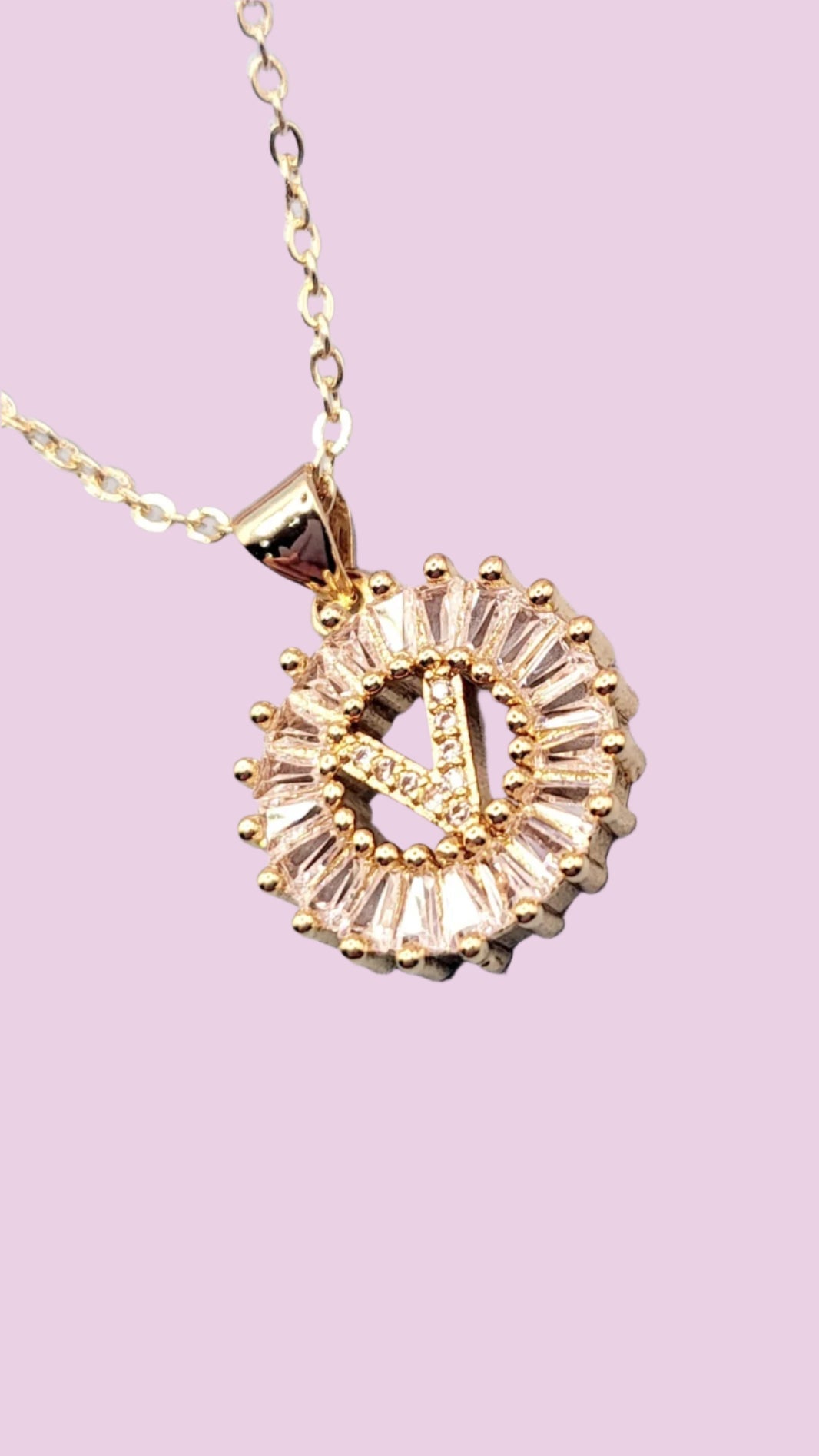 Crystal Initial Round Necklace