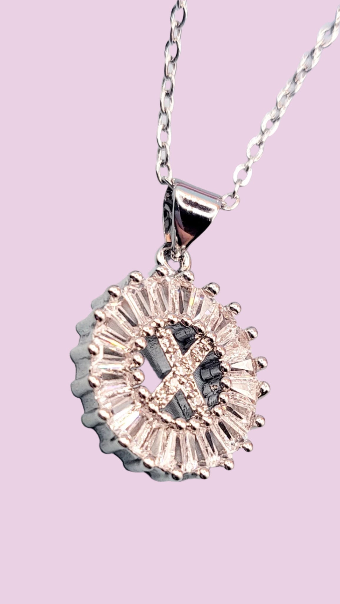Crystal Initial Round Necklace