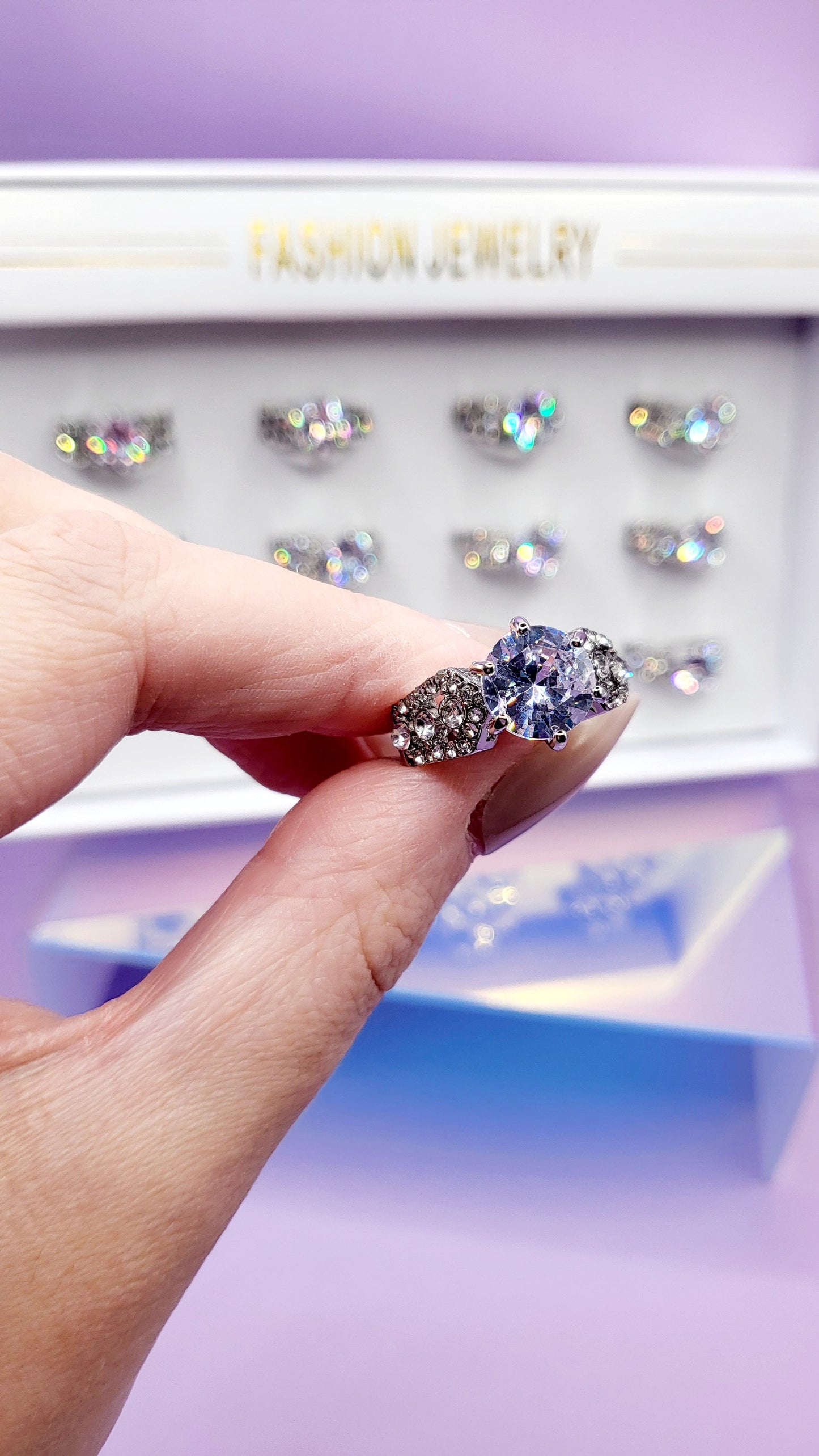 Valencia Crystal Silver Ring Box set of 12