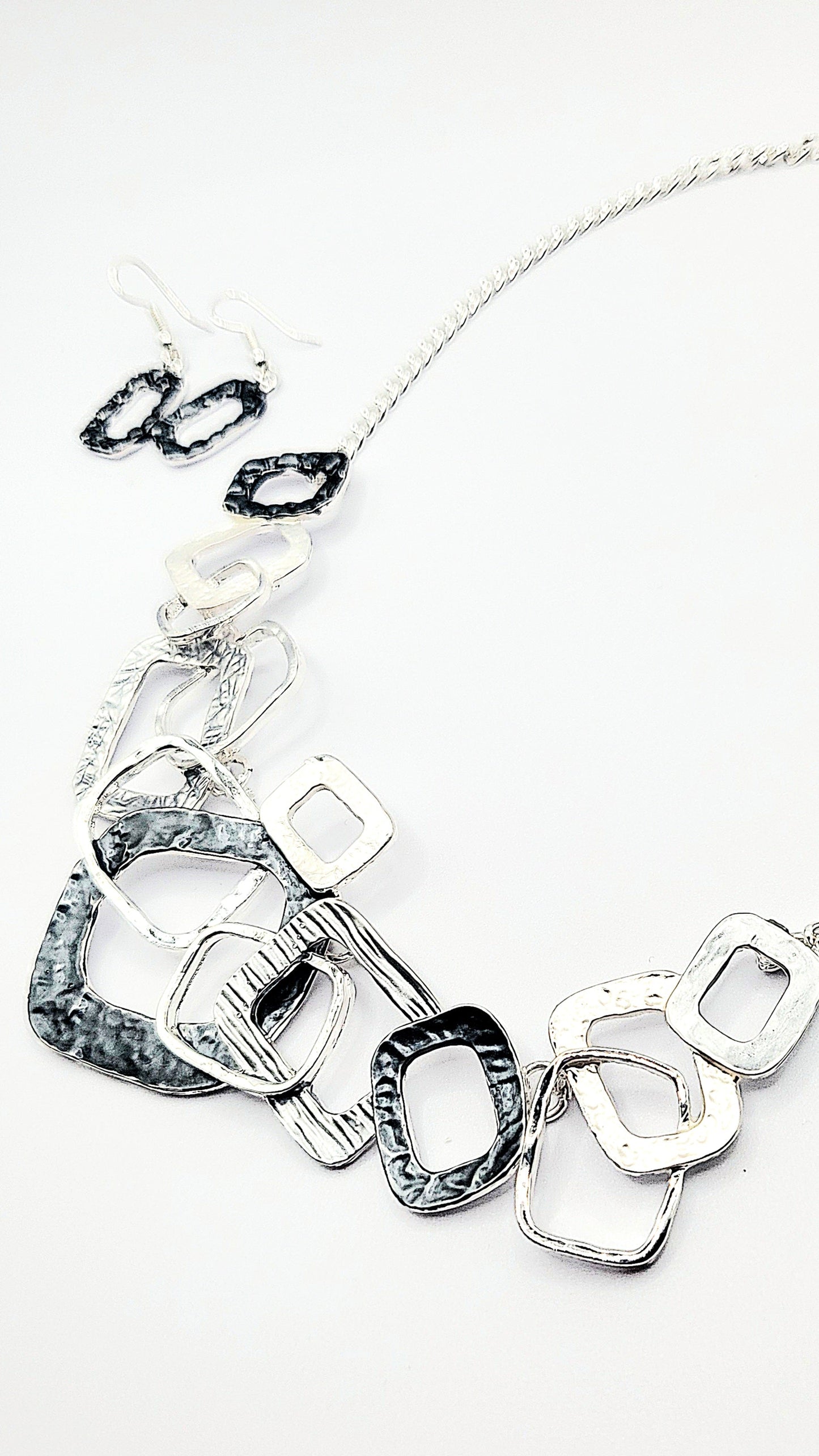 Abstract Square Necklace & Earrings Set