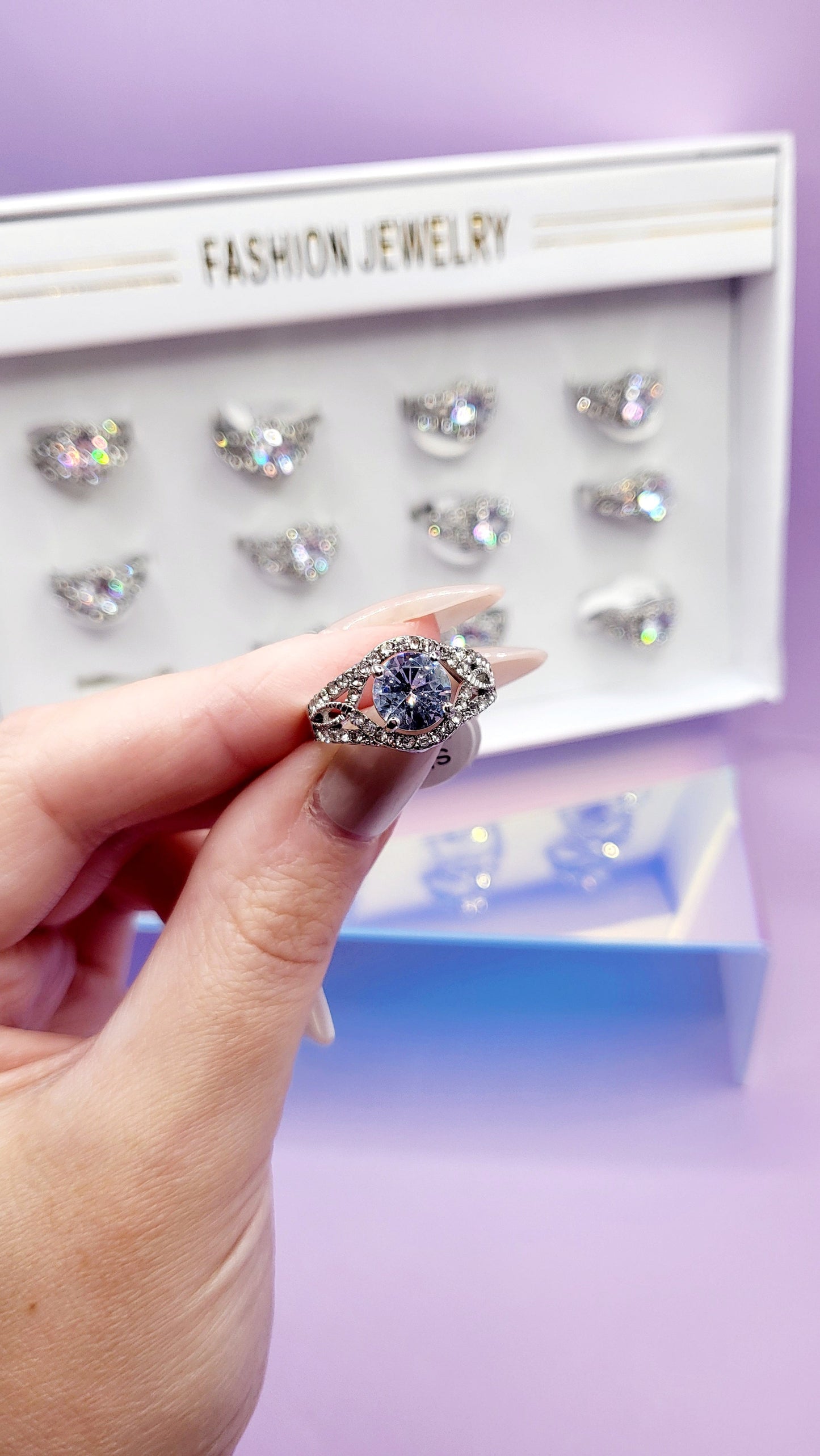 Starlet Crystal Gold Ring Box set of 12